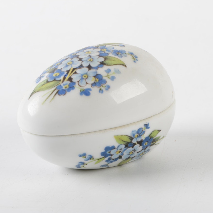 Rochard Limoges Porcelain Egg-Shaped Trinket Box