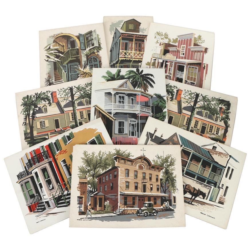 Mark Coomer Serigraphs of Architecture Including New Orleans Streetscapes