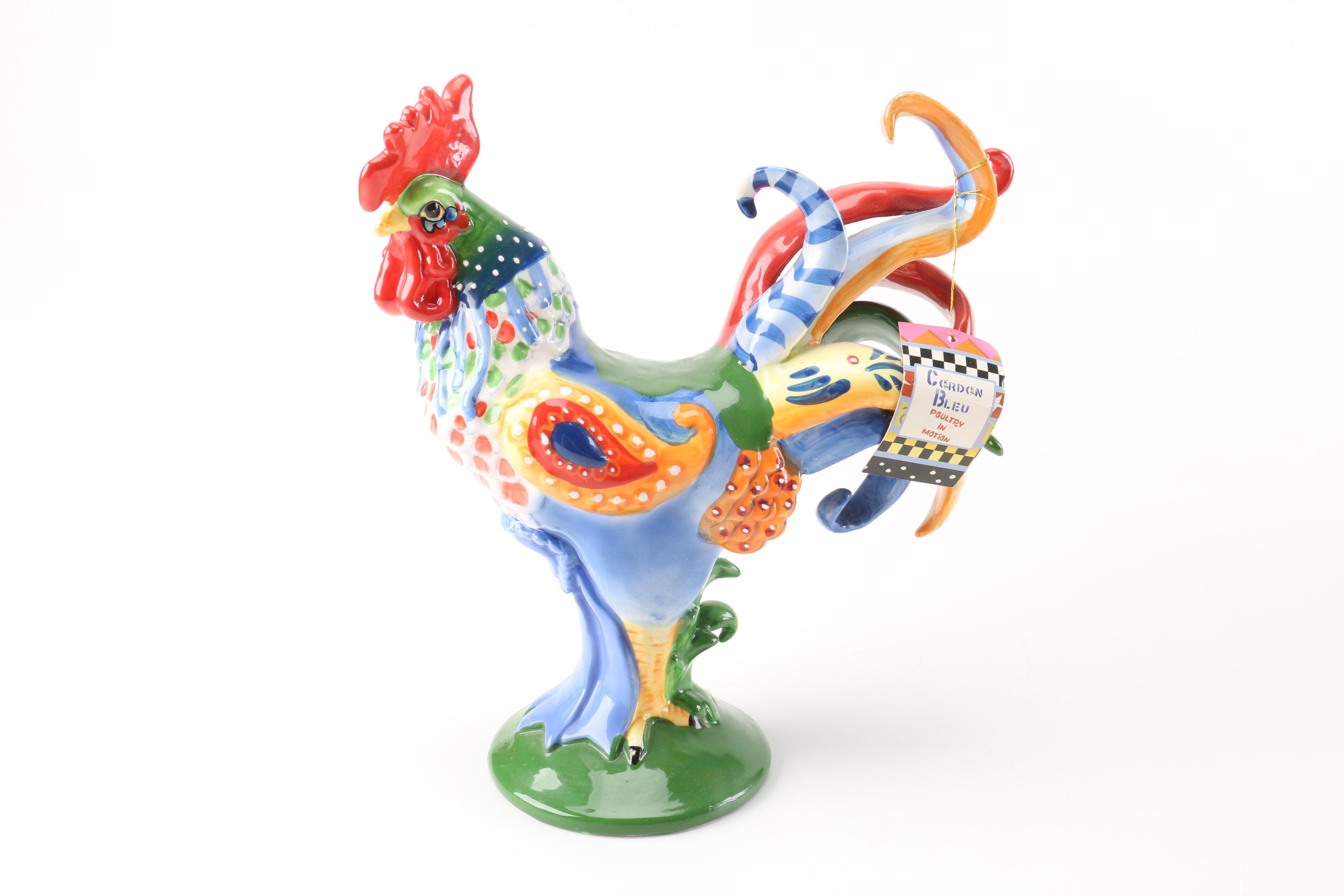 Sharon Neuhaus For Westland "Poultry in Motion" Ceramic Rooster Figurines
