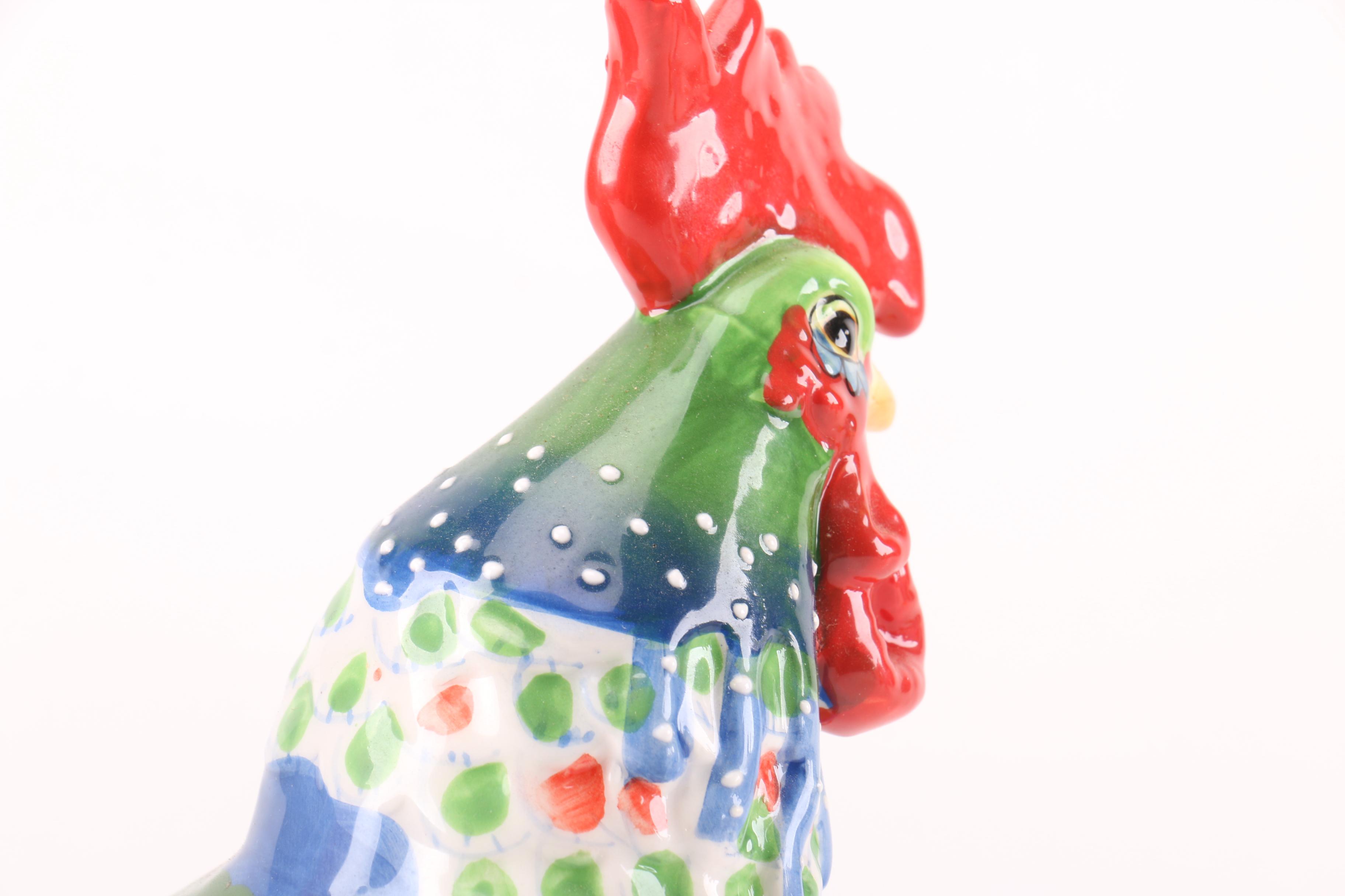 Sharon Neuhaus For Westland "Poultry in Motion" Ceramic Rooster Figurines