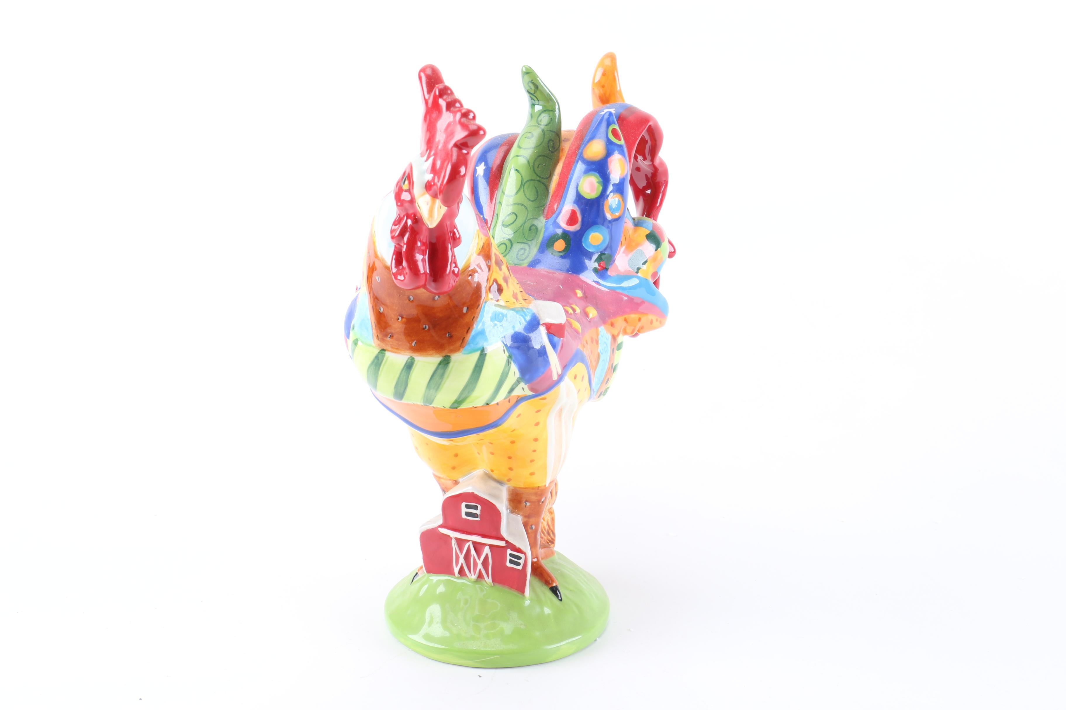 Sharon Neuhaus For Westland "Poultry in Motion" Ceramic Rooster Figurines