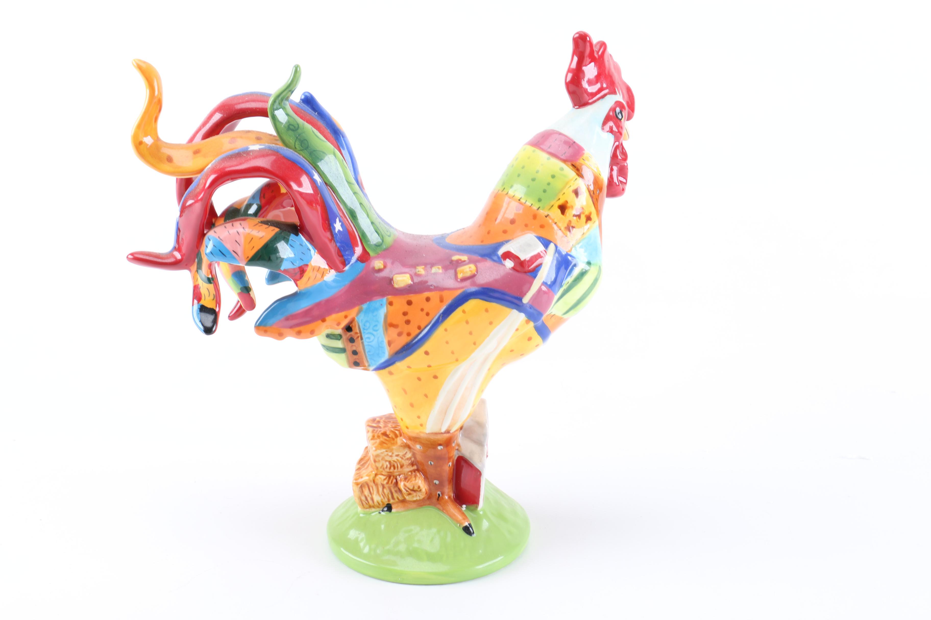 Sharon Neuhaus For Westland "Poultry in Motion" Ceramic Rooster Figurines