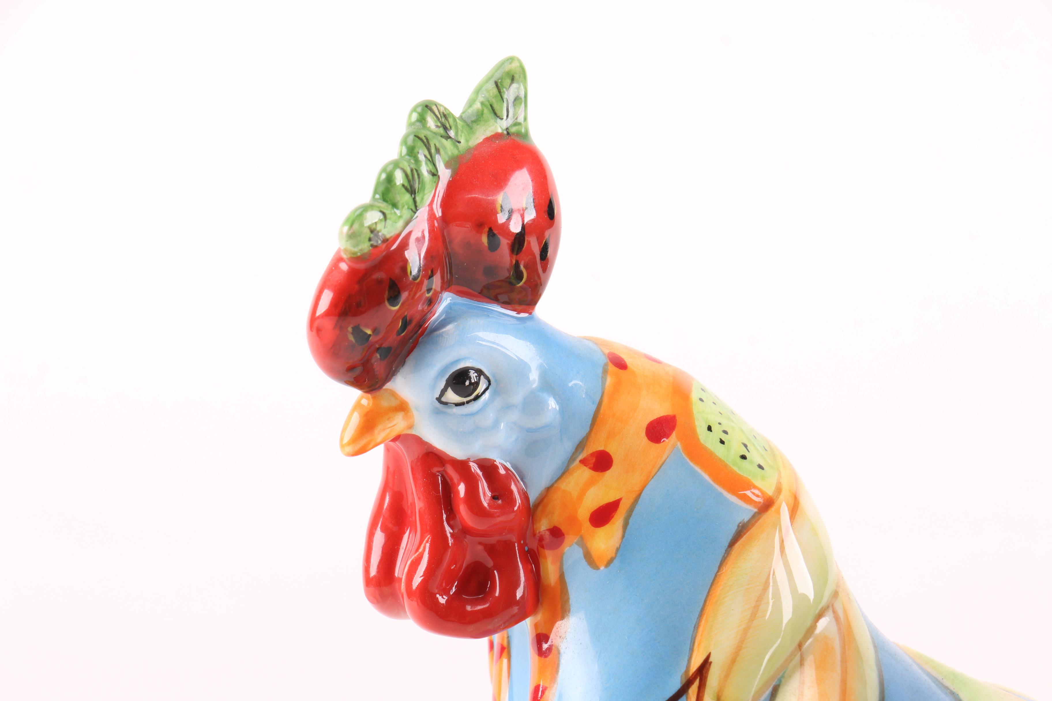 Sharon Neuhaus For Westland "Poultry in Motion" Ceramic Rooster Figurines