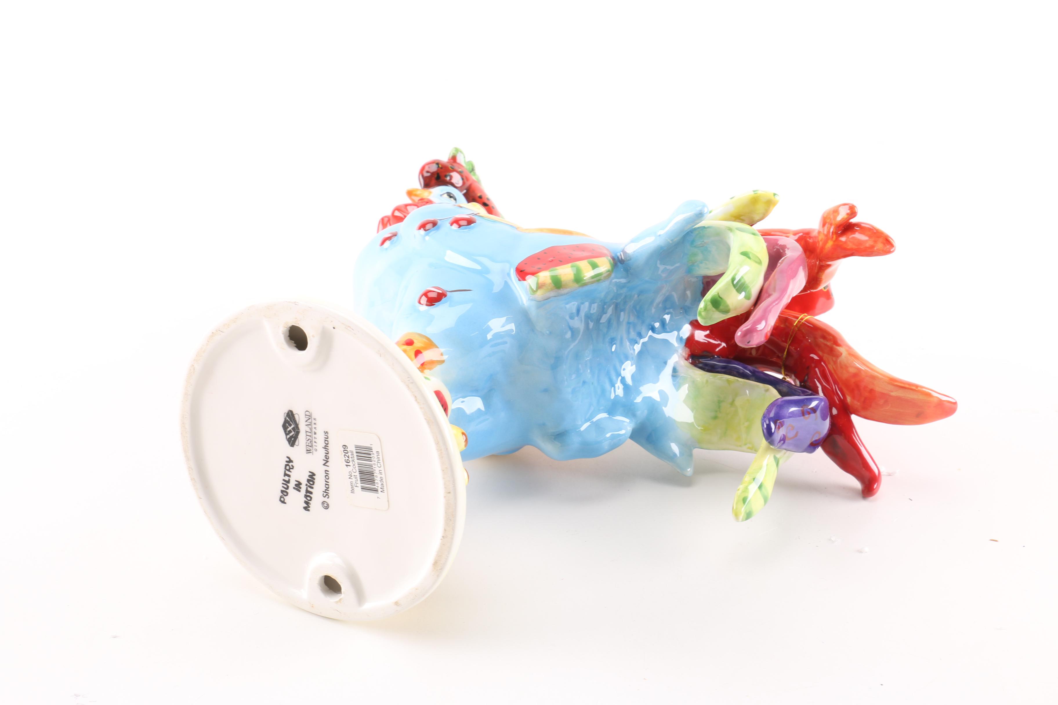 Sharon Neuhaus For Westland "Poultry in Motion" Ceramic Rooster Figurines