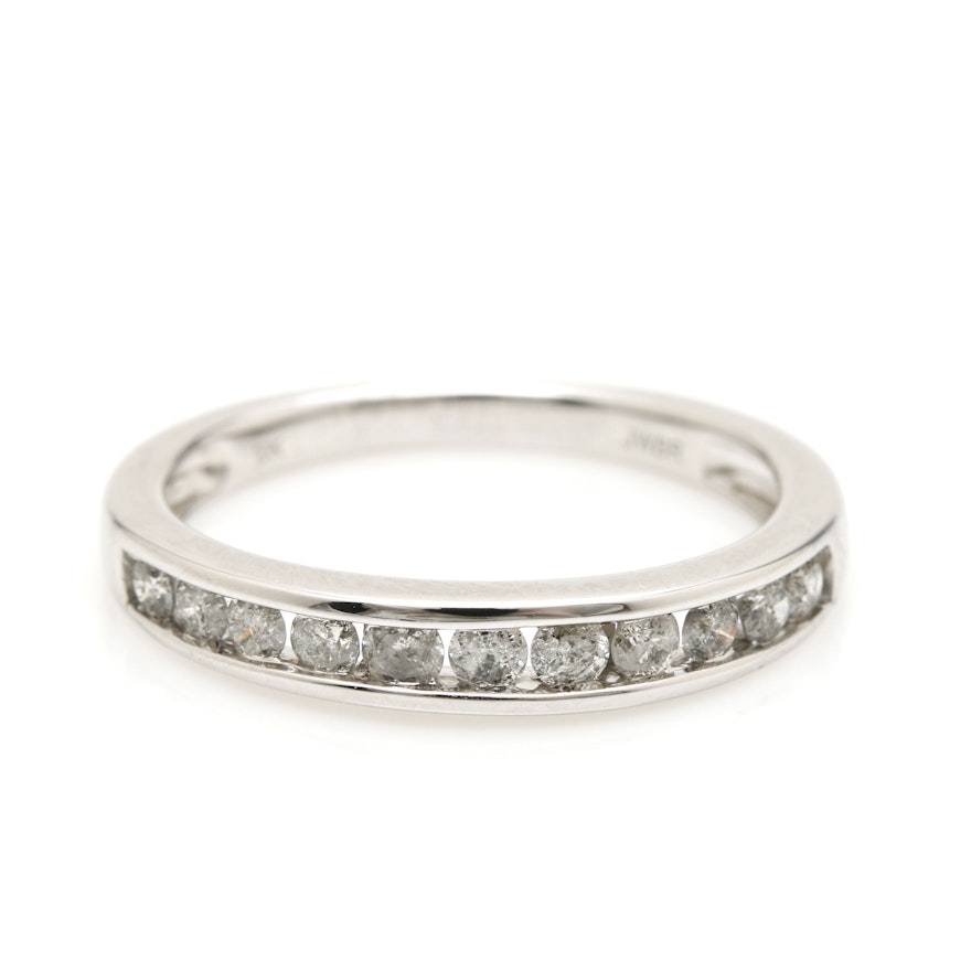 10K White Gold Diamond Channel Ring