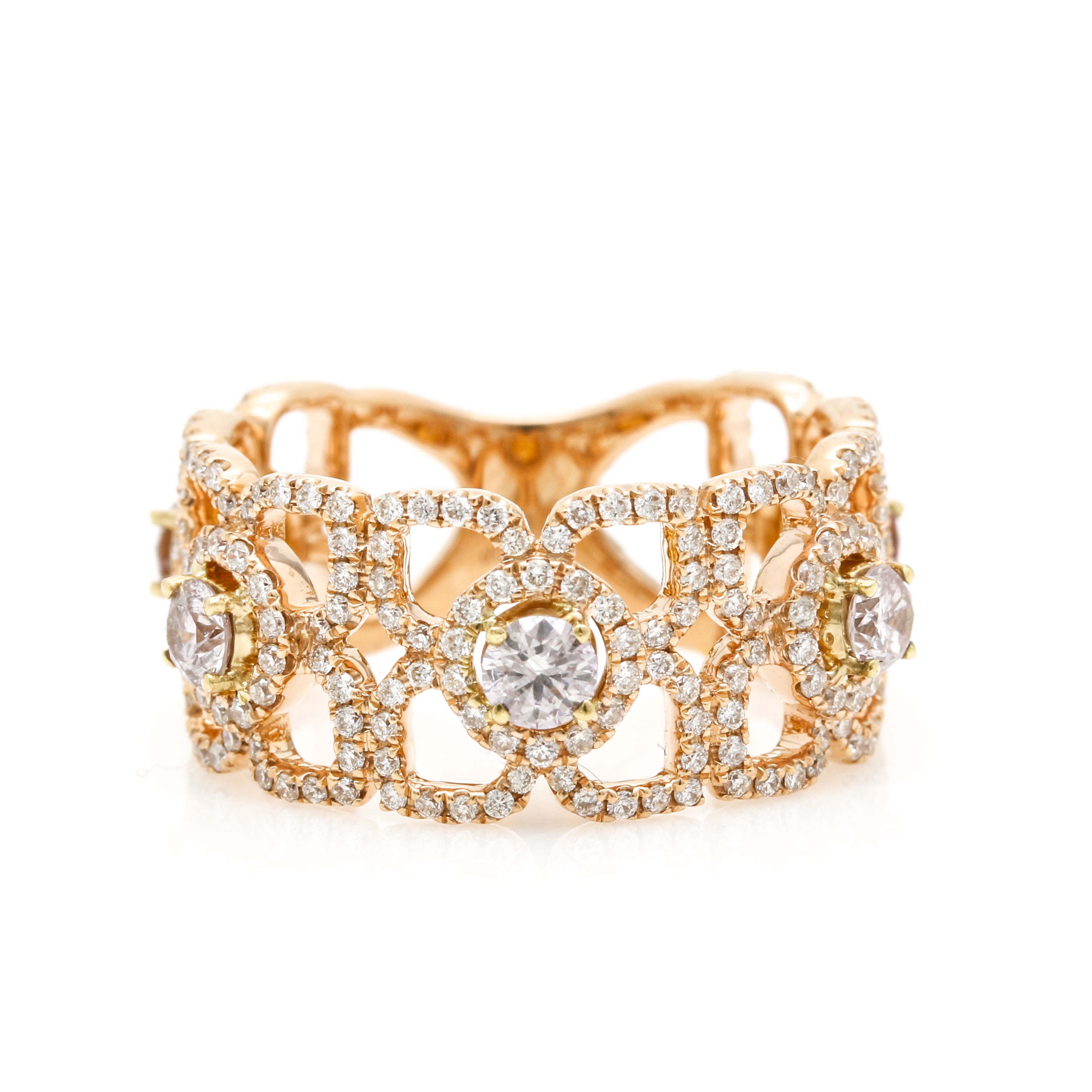18K Yellow Gold Pink Diamond Ring
