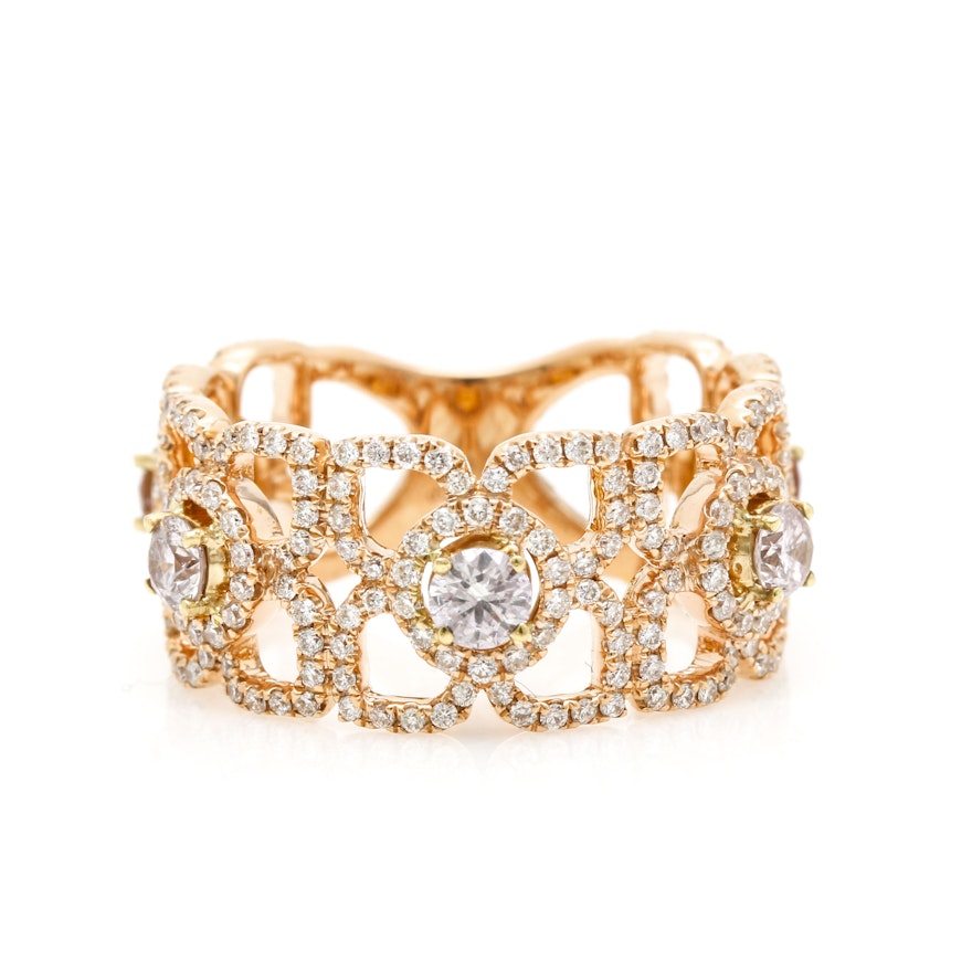 18K Yellow Gold Pink Diamond Ring