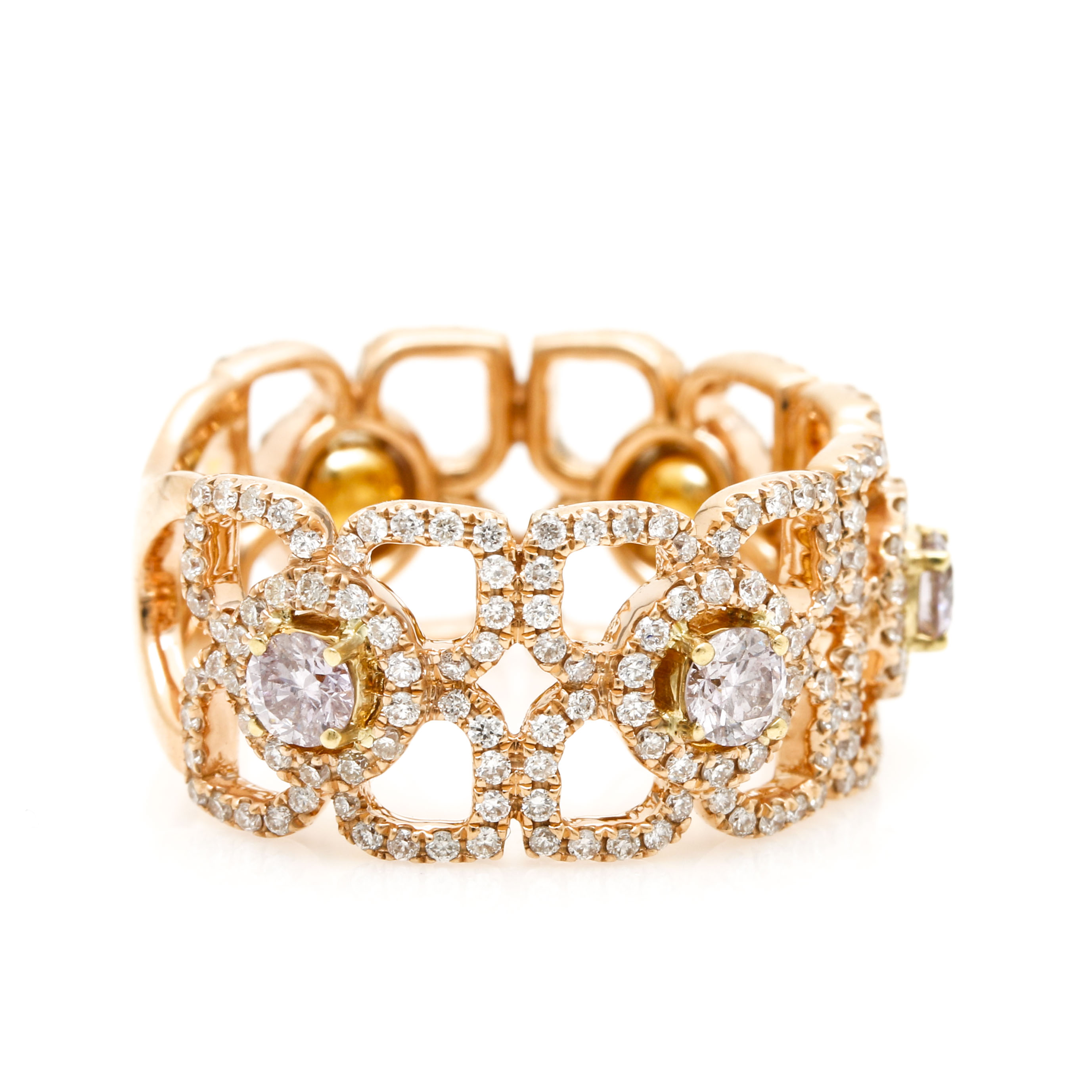 18K Yellow Gold Pink Diamond Ring