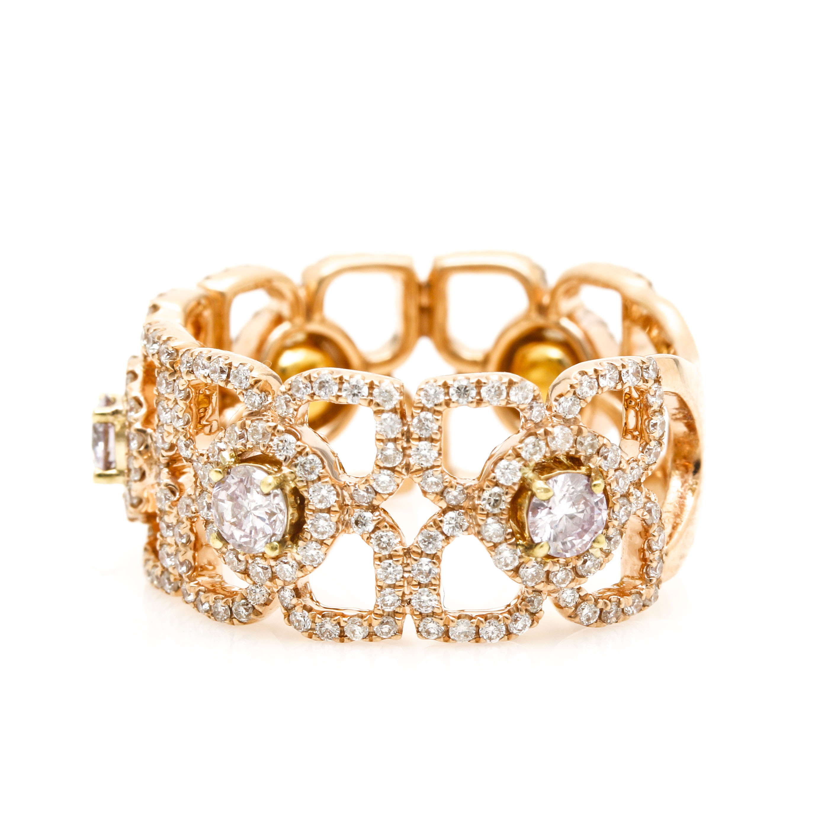 18K Yellow Gold Pink Diamond Ring