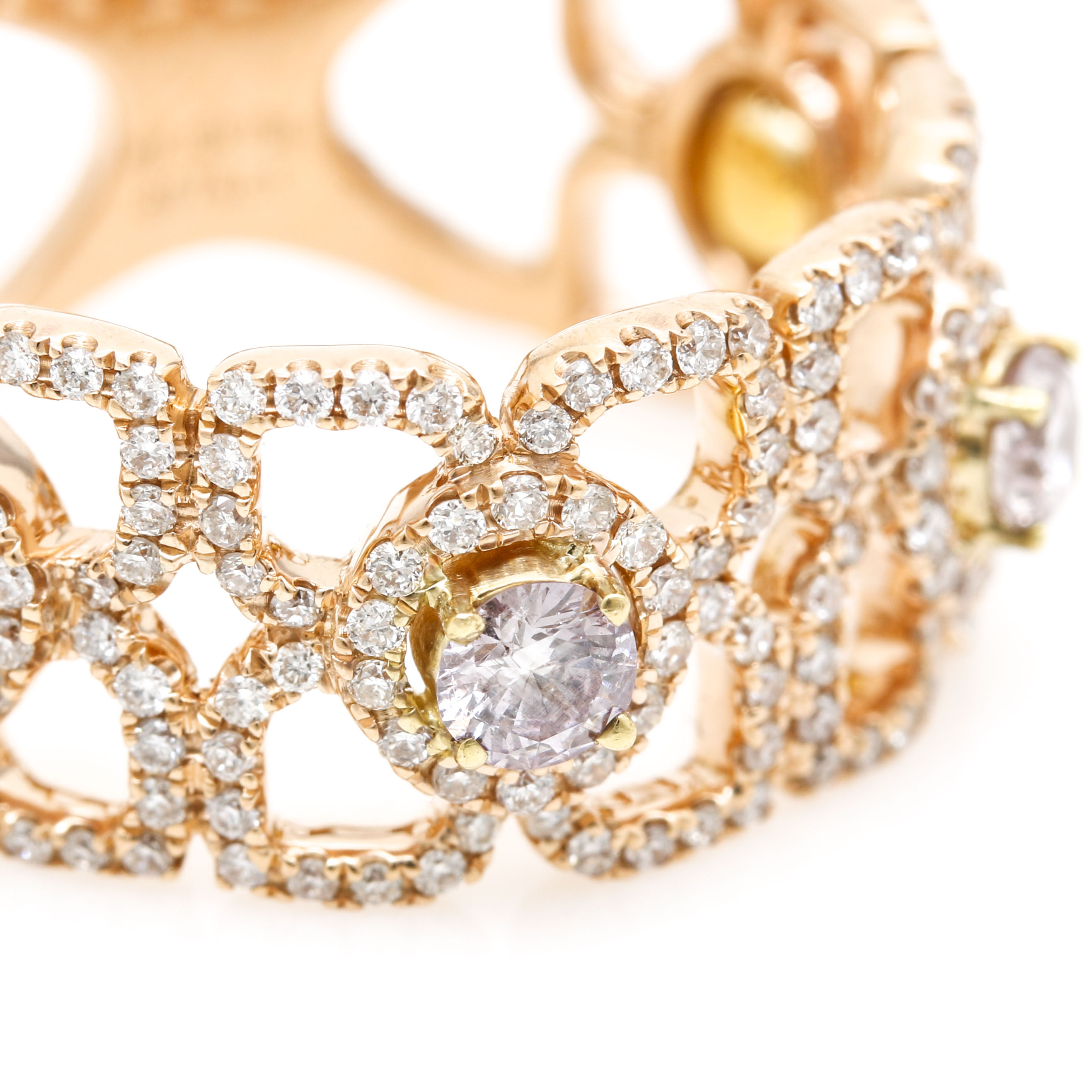 18K Yellow Gold Pink Diamond Ring