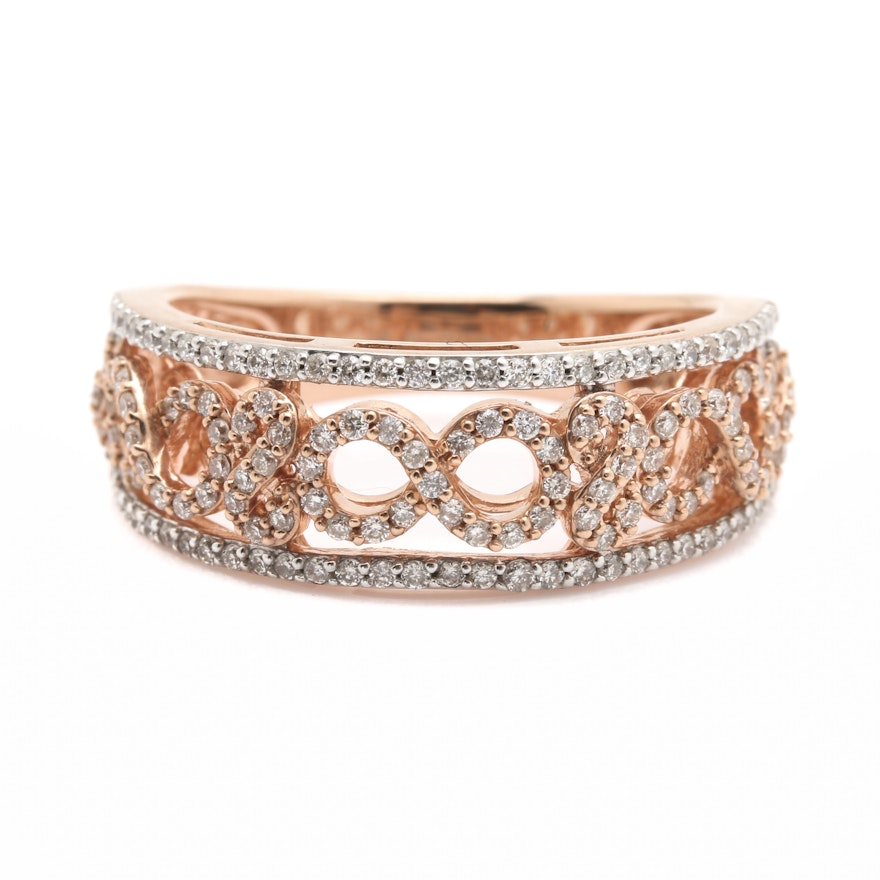 10K Rose Gold Diamond Band