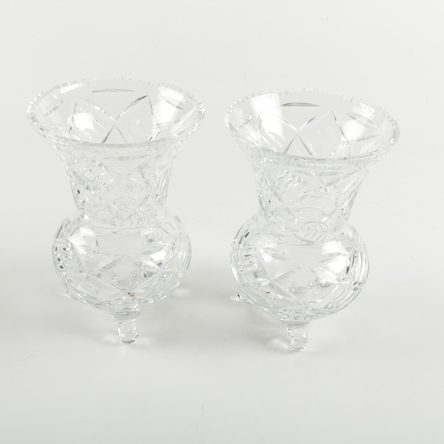 Pair of Footed Crystal Vases