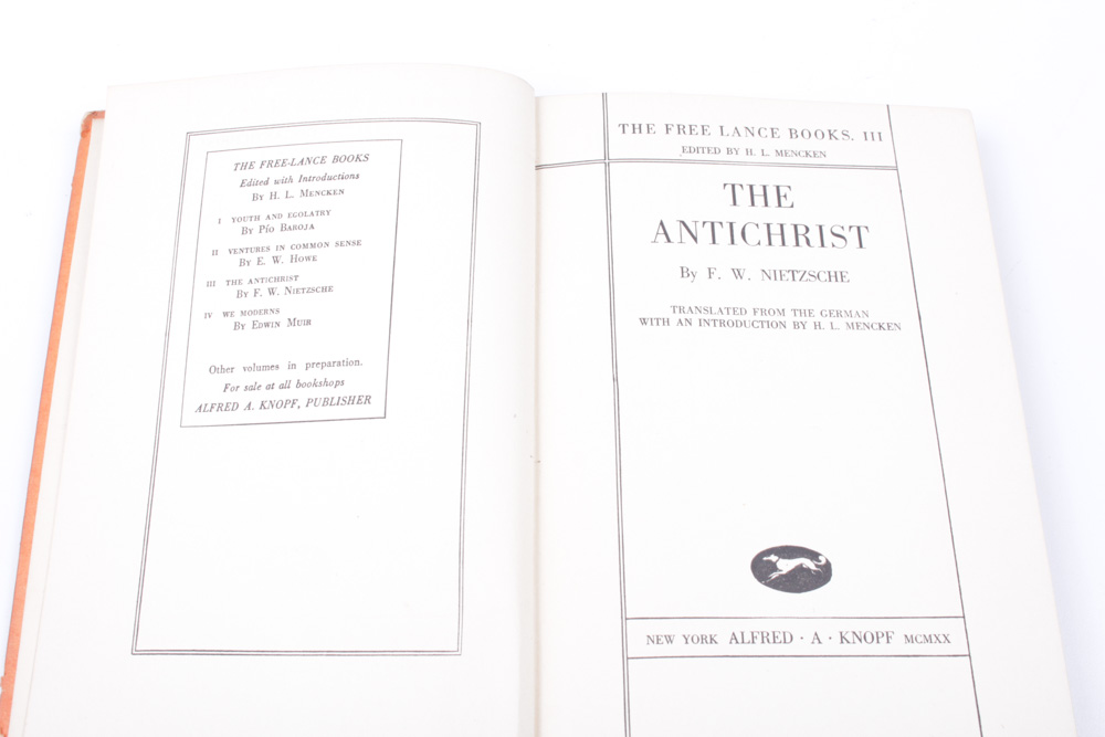 1920 "The Antichrist" by Friedrich Nietzsche