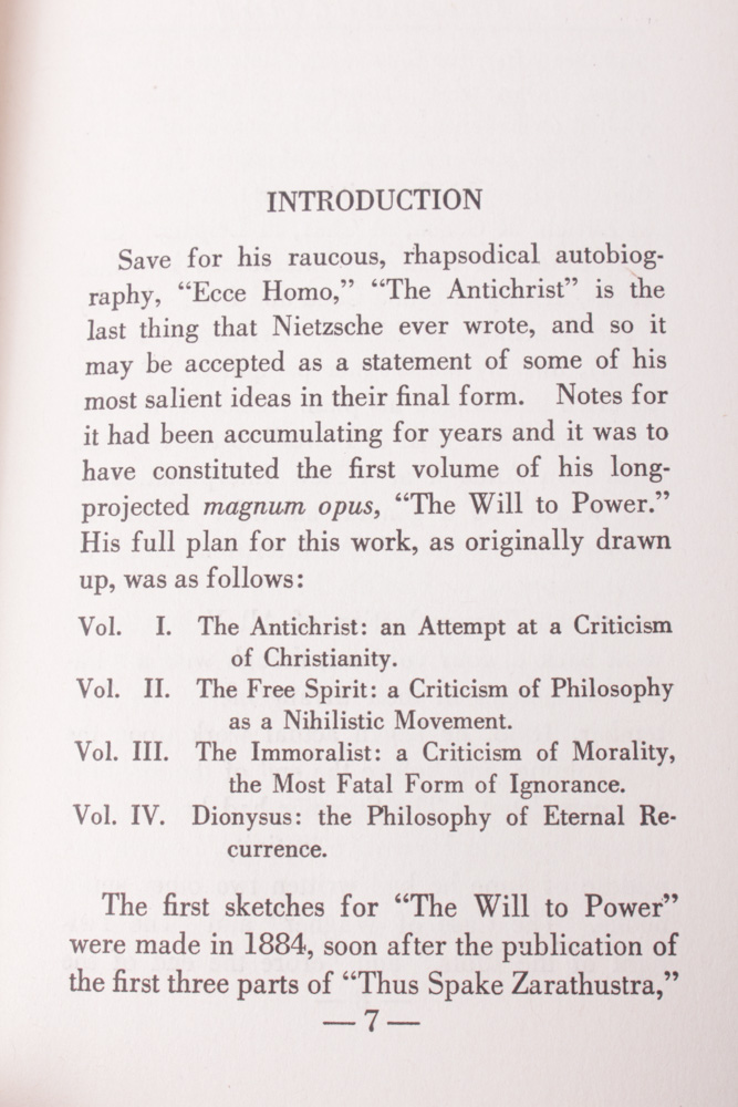 1920 "The Antichrist" by Friedrich Nietzsche