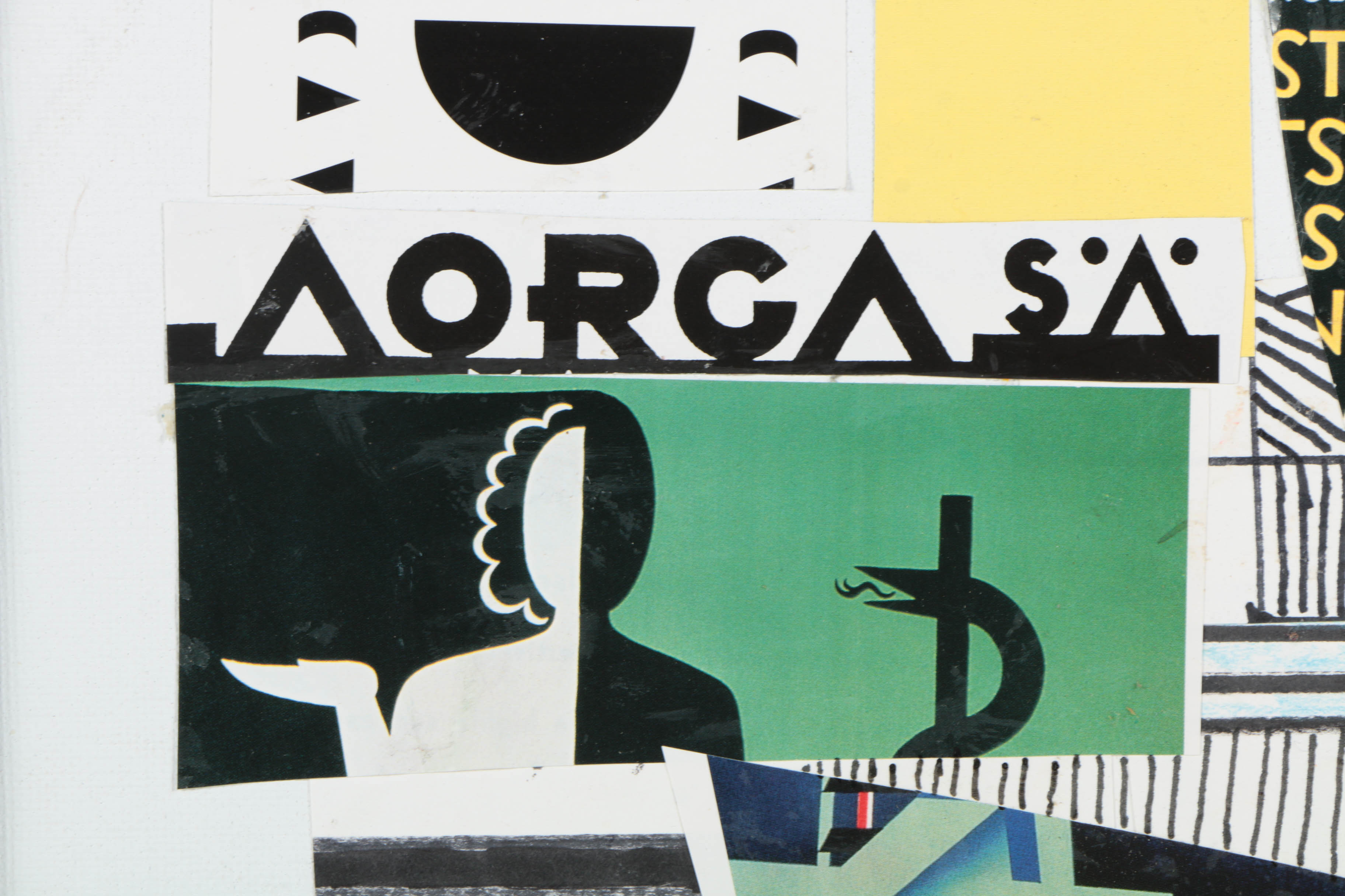 Pair of Ronald Ahlström Mixed Media Collages on Canvas Board