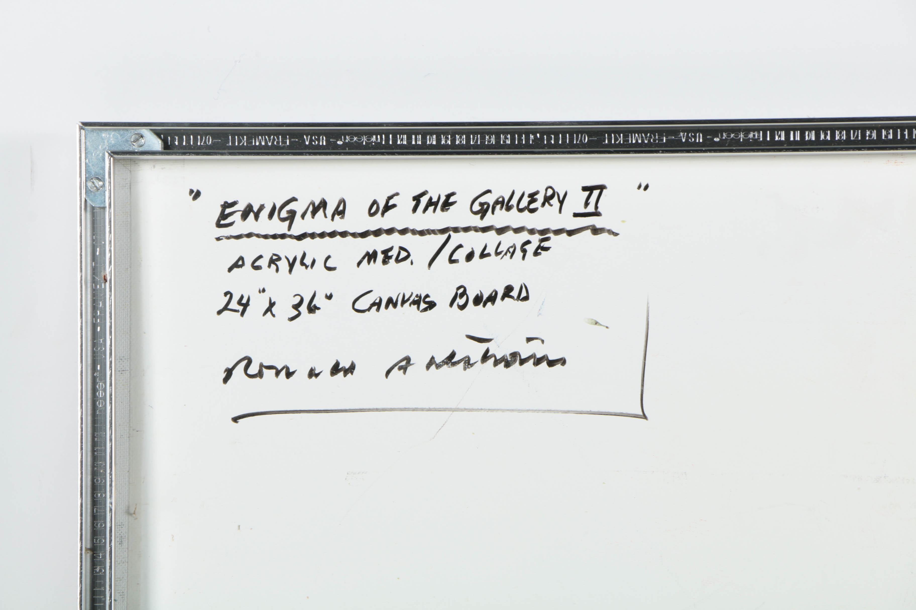 Ronald Ahlström Mixed Media Collage on Canvas Board "Enigma of the Gallery II"