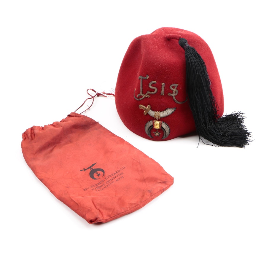 Early 20th Century Shriners Hat and Dust Cover