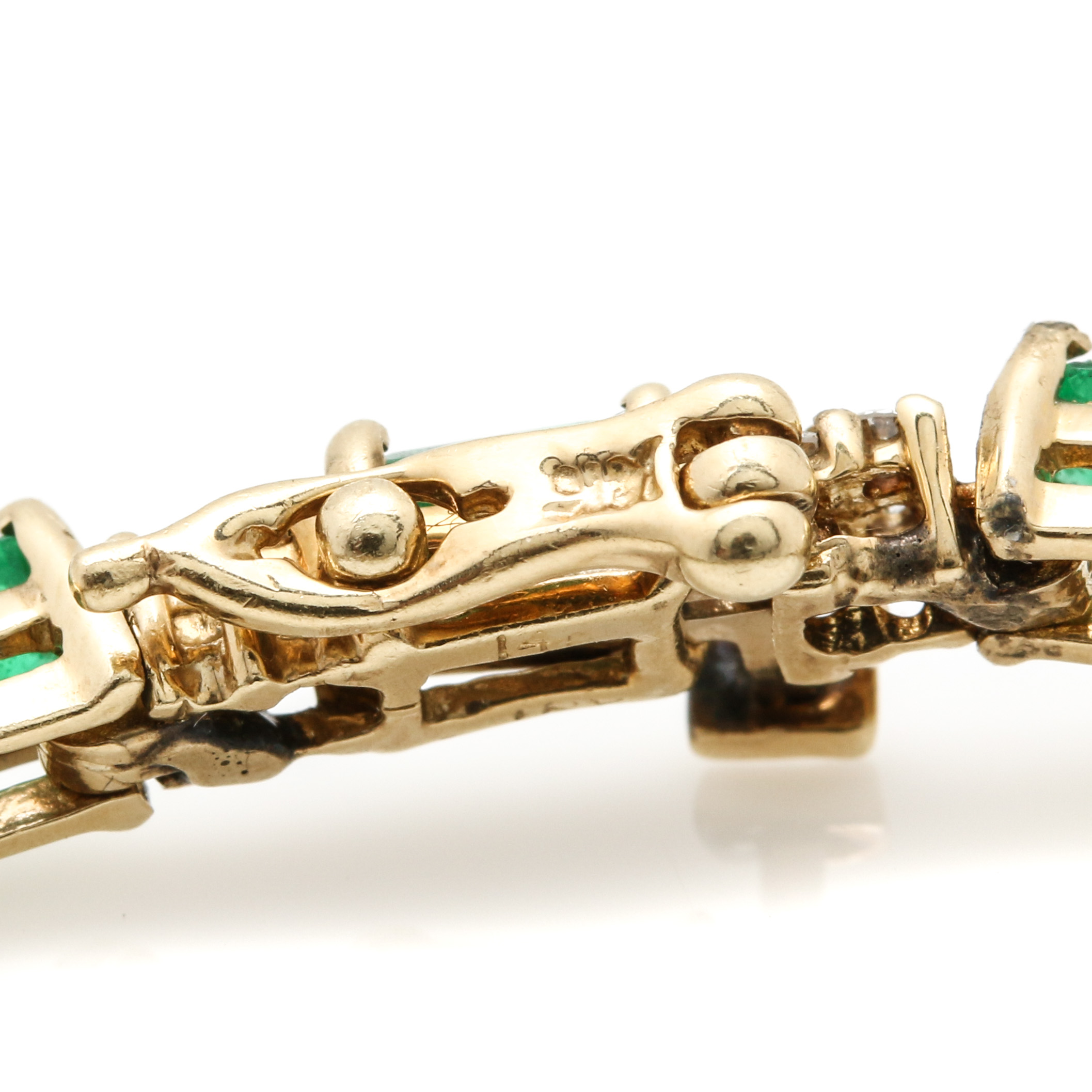 14K Yellow Gold 4.00 CTW Emerald and 0.53 CTW Diamond Bracelet