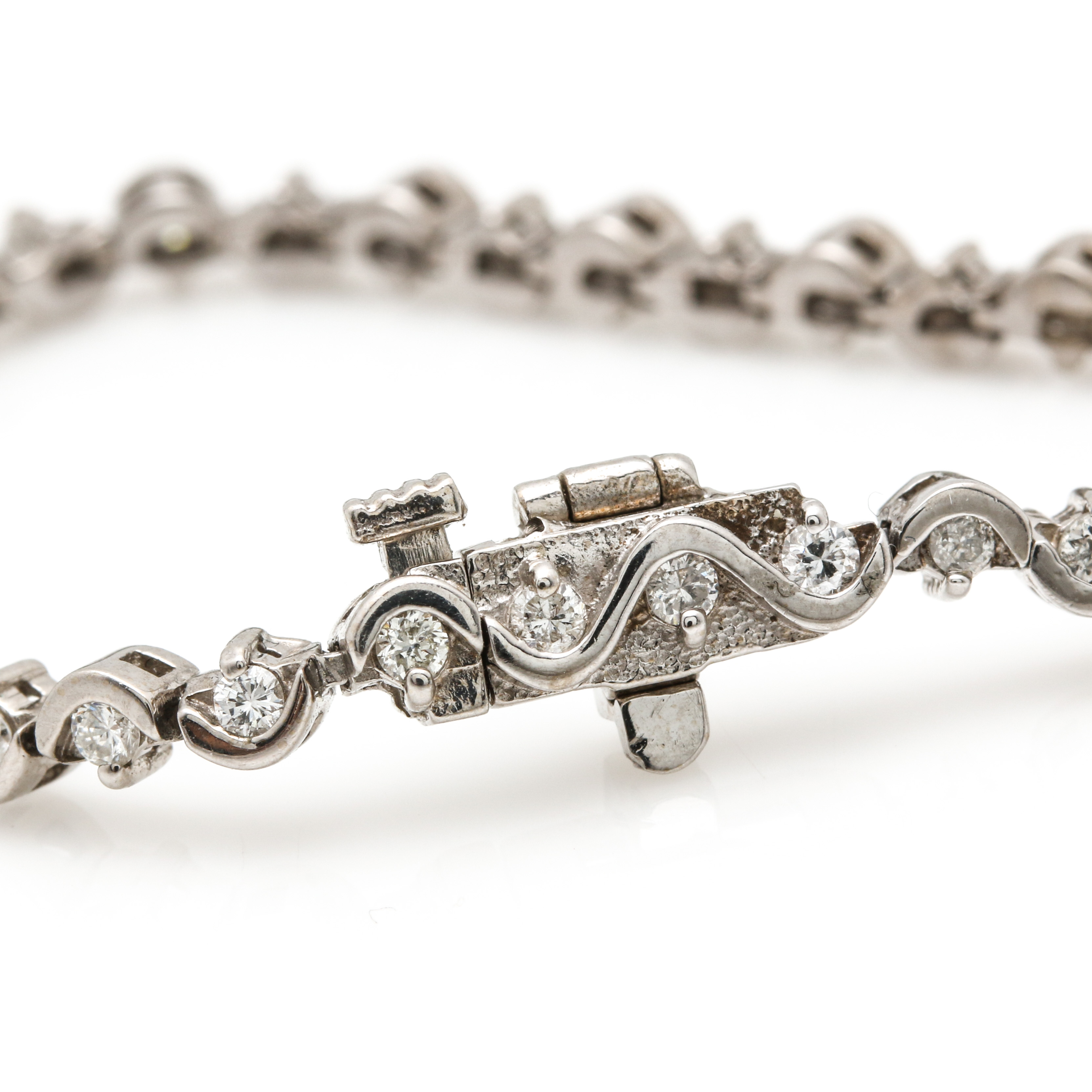 14K White Gold 1.40 CTW Diamond Bracelet