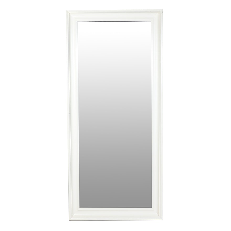 White Wooden Mirror with Molding Detail