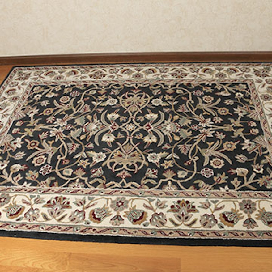 Machine Made Floral Wool Area Rug