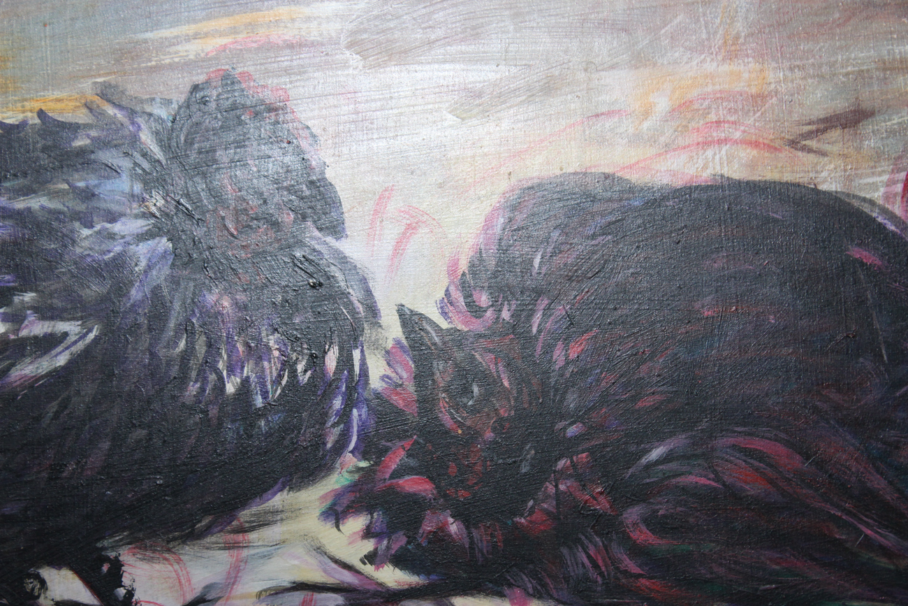 R.F. Bustillo Oil Painting of a Cock Fight