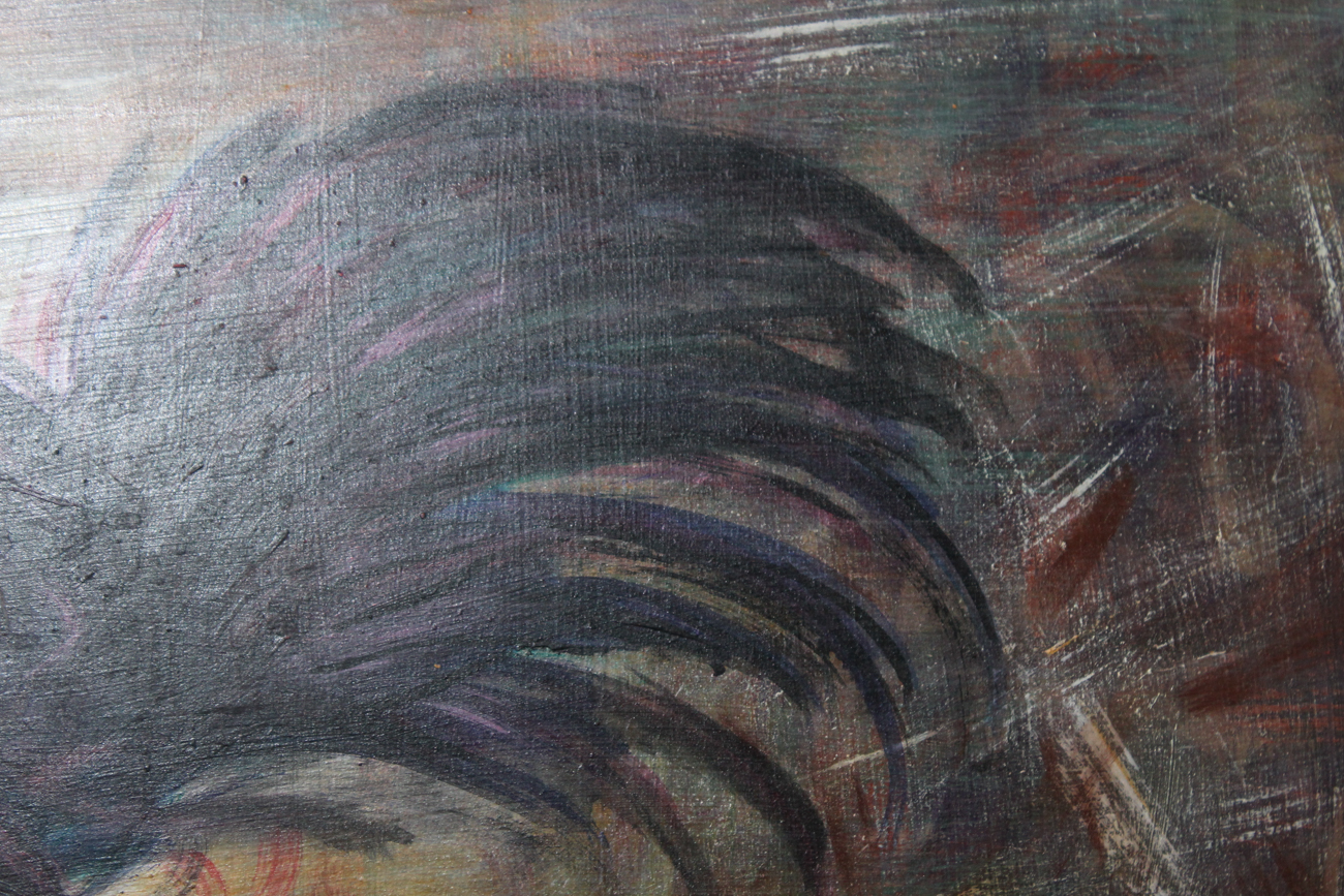 R.F. Bustillo Oil Painting of a Cock Fight