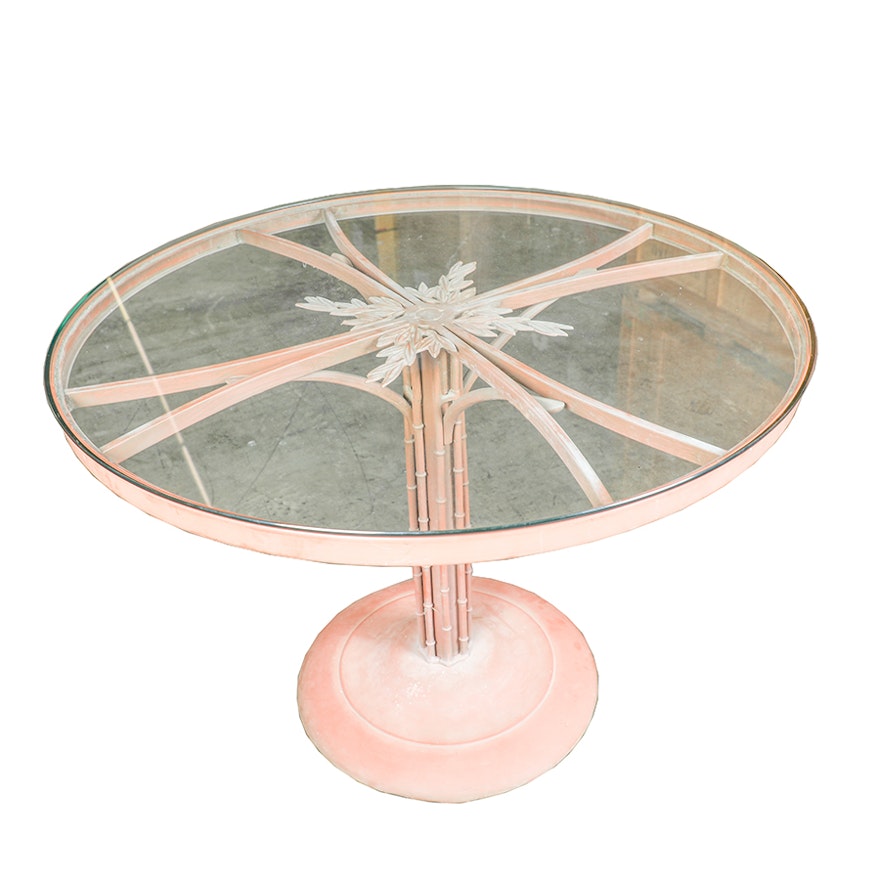 Vintage Decorative Metal and Glass Top Patio Table