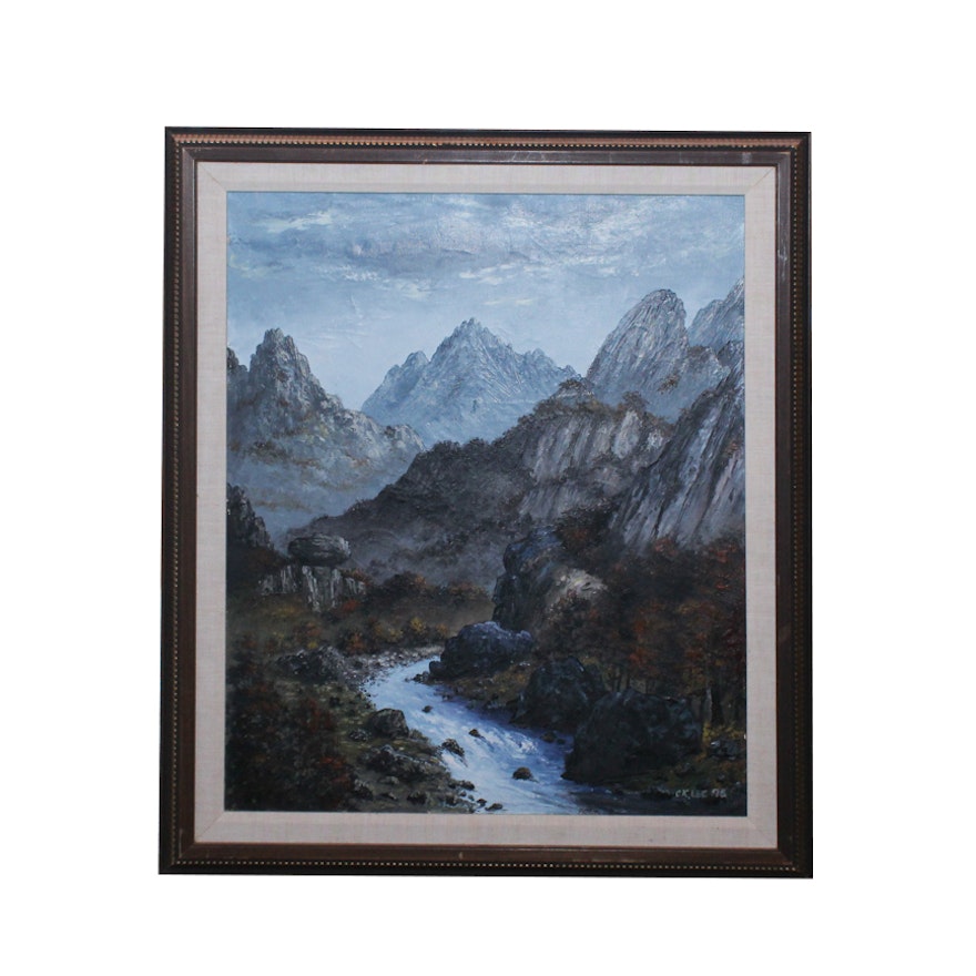 C.K. Lee Oil On Canvas of a Mountain Landscape