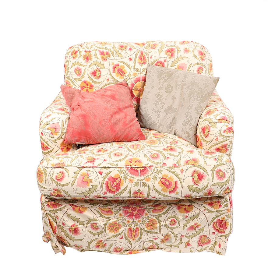 Floral Upholstered Low Profile Armchair