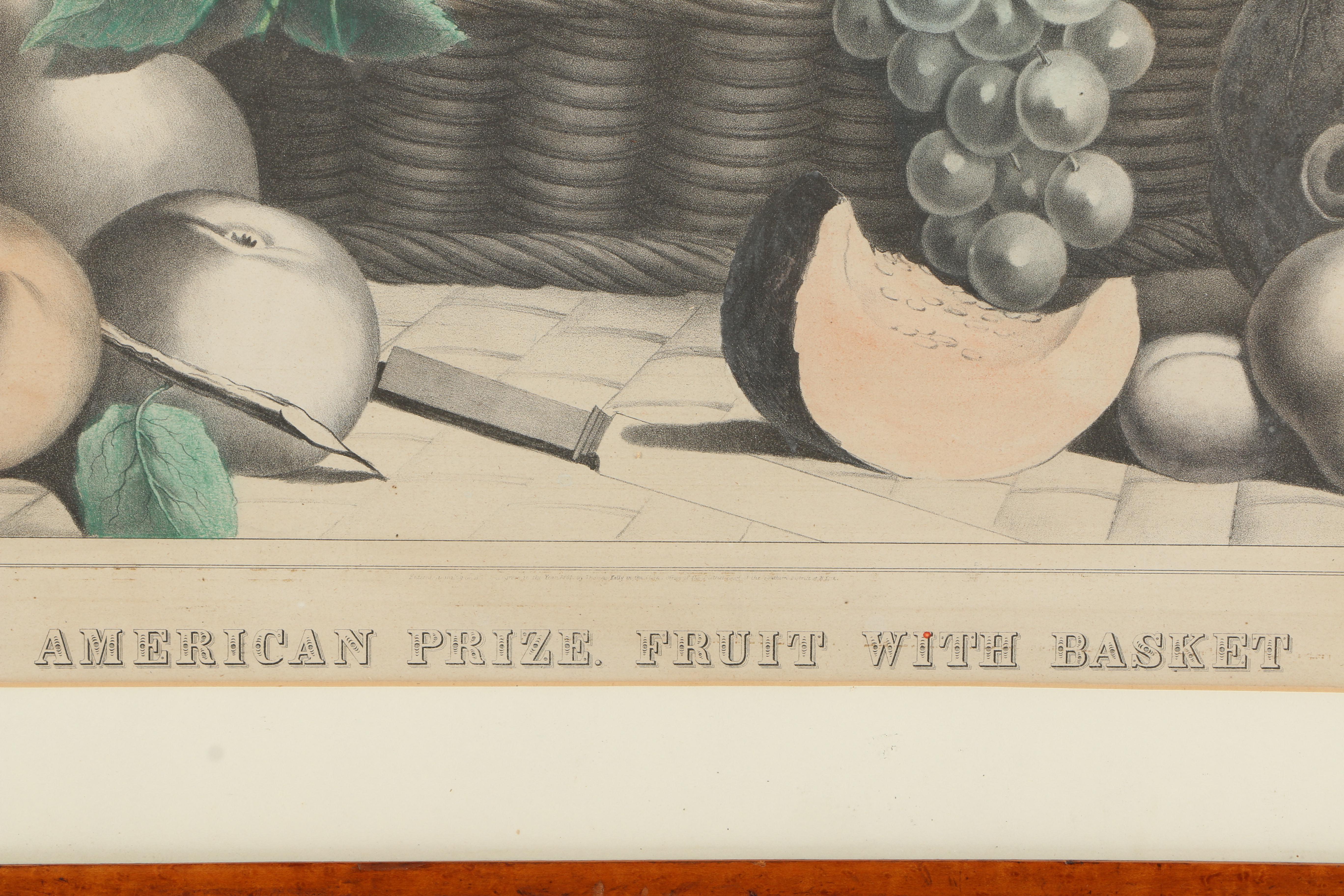 Hand-Colored Lithograph Print on Paper "American Prize. Fruit With Basket"