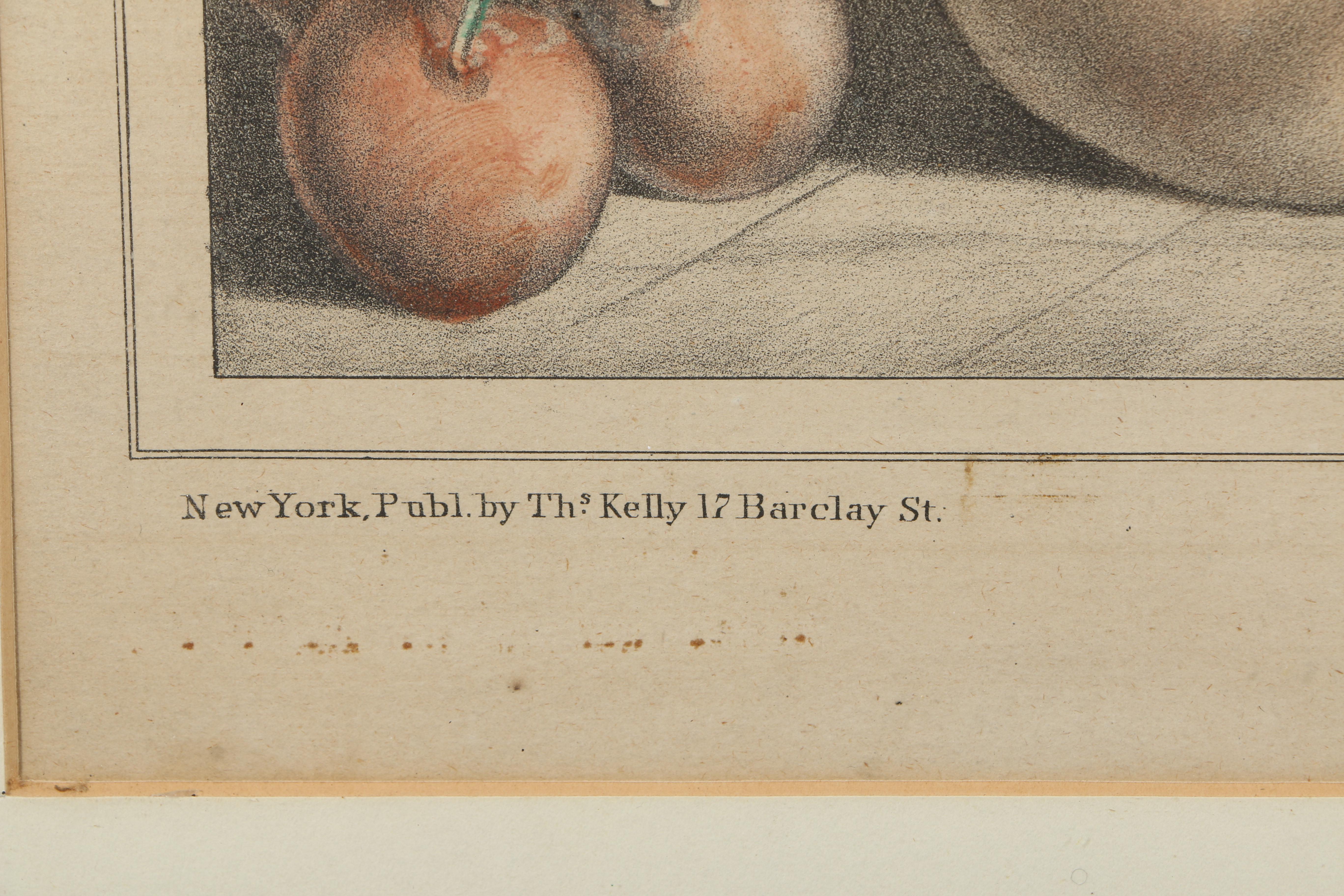 Hand-Colored Lithograph Print on Paper "American Prize. Fruit With Basket"