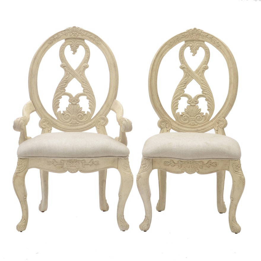 Pair of Carved Wood Side Chairs