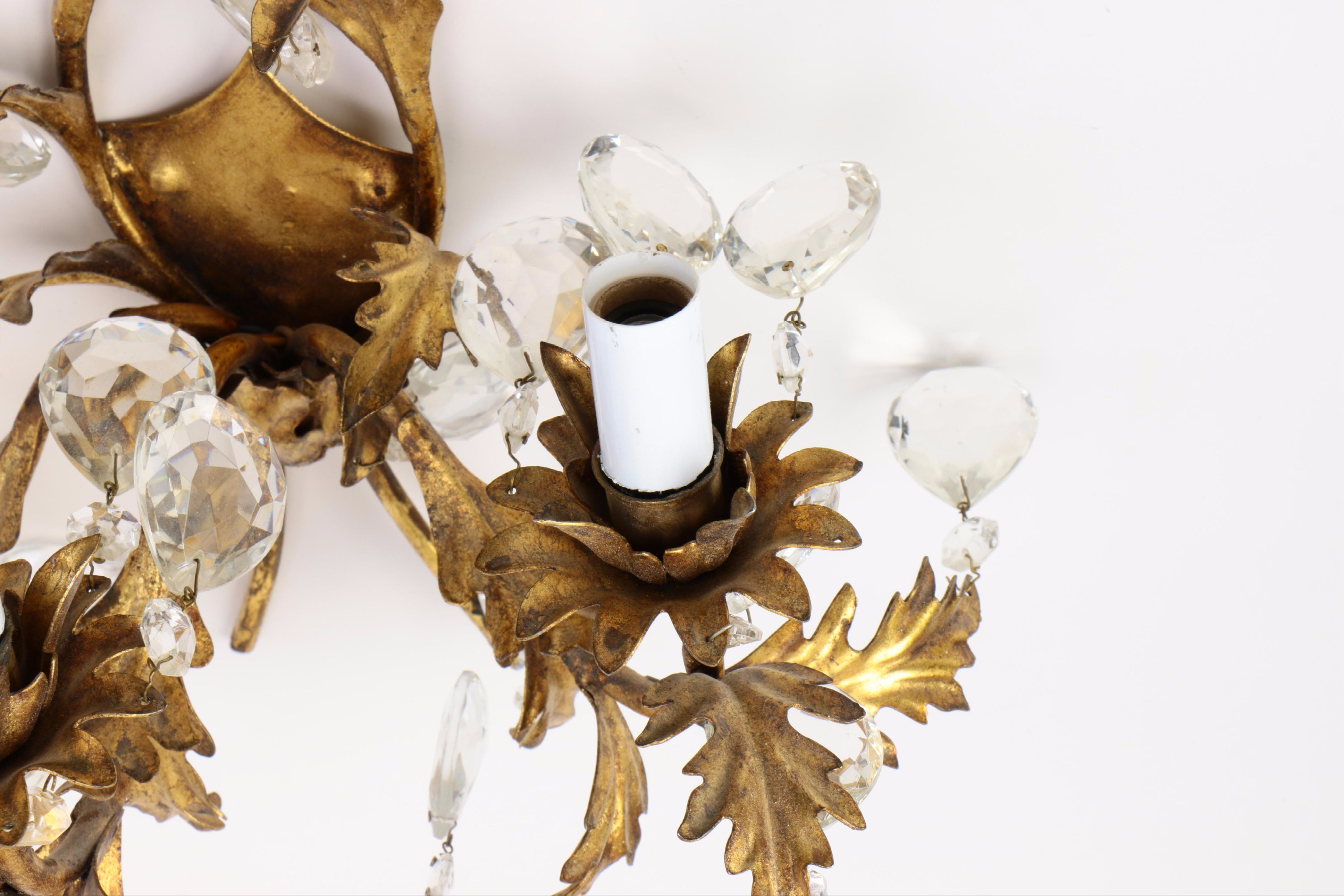 Brass and Crystal Wall Lights