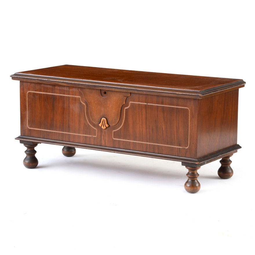 1930s Walnut Veneered Cedar Chest by Cavalier