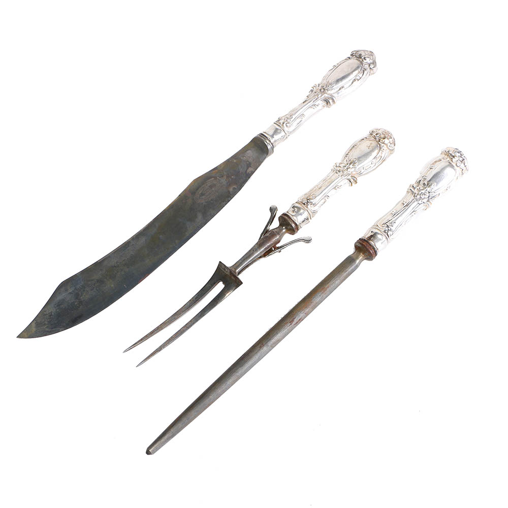 Vintage Atkinson Brothers Silver Plate Carving Set