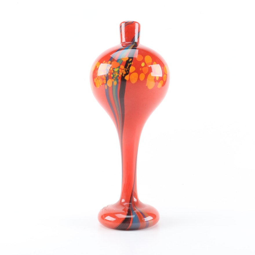 Murano-Inspired Multicolored Art Glass Bottle Vase