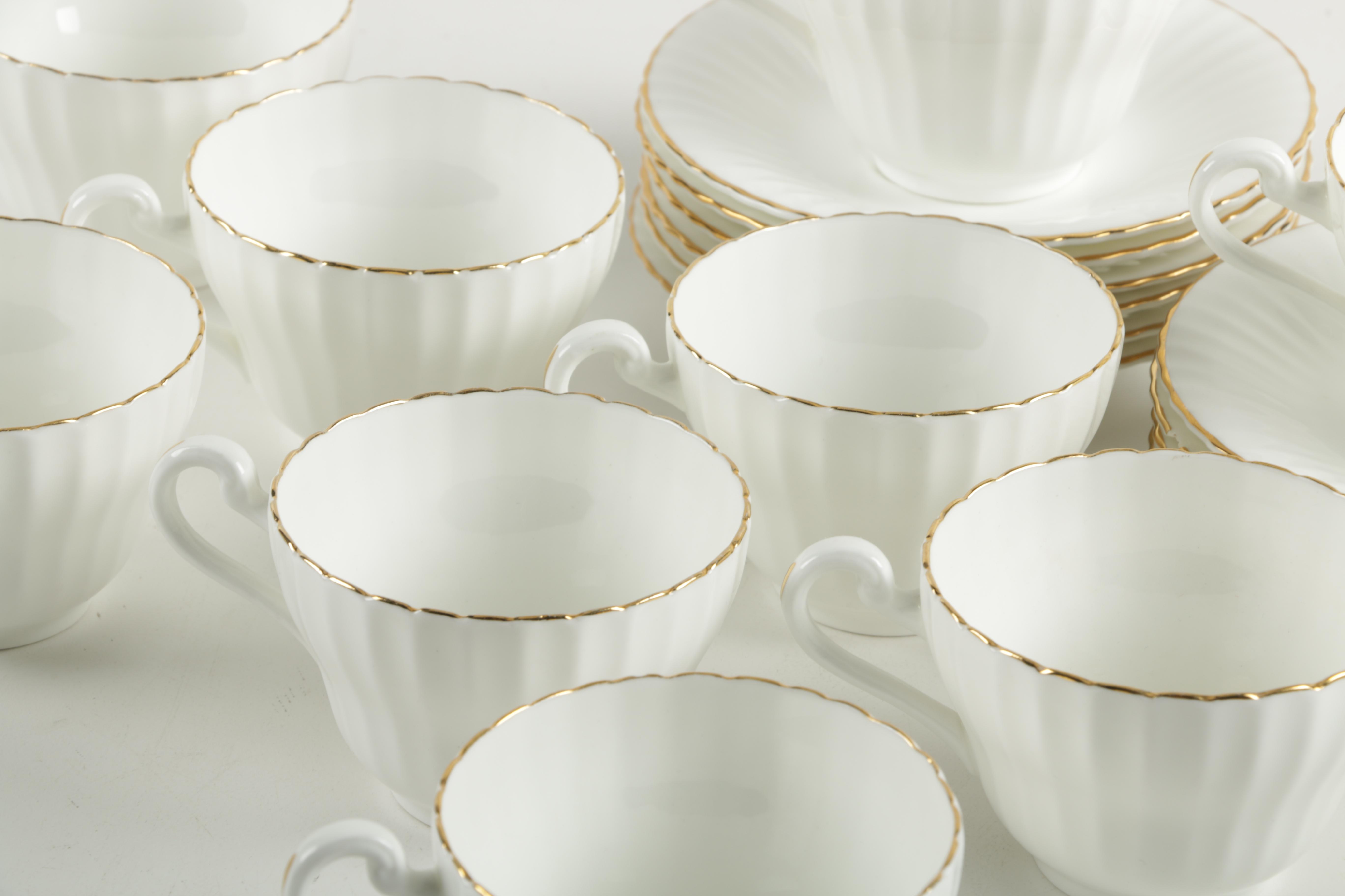 Regal China Teacups and Saucers with Gold Tone Trim