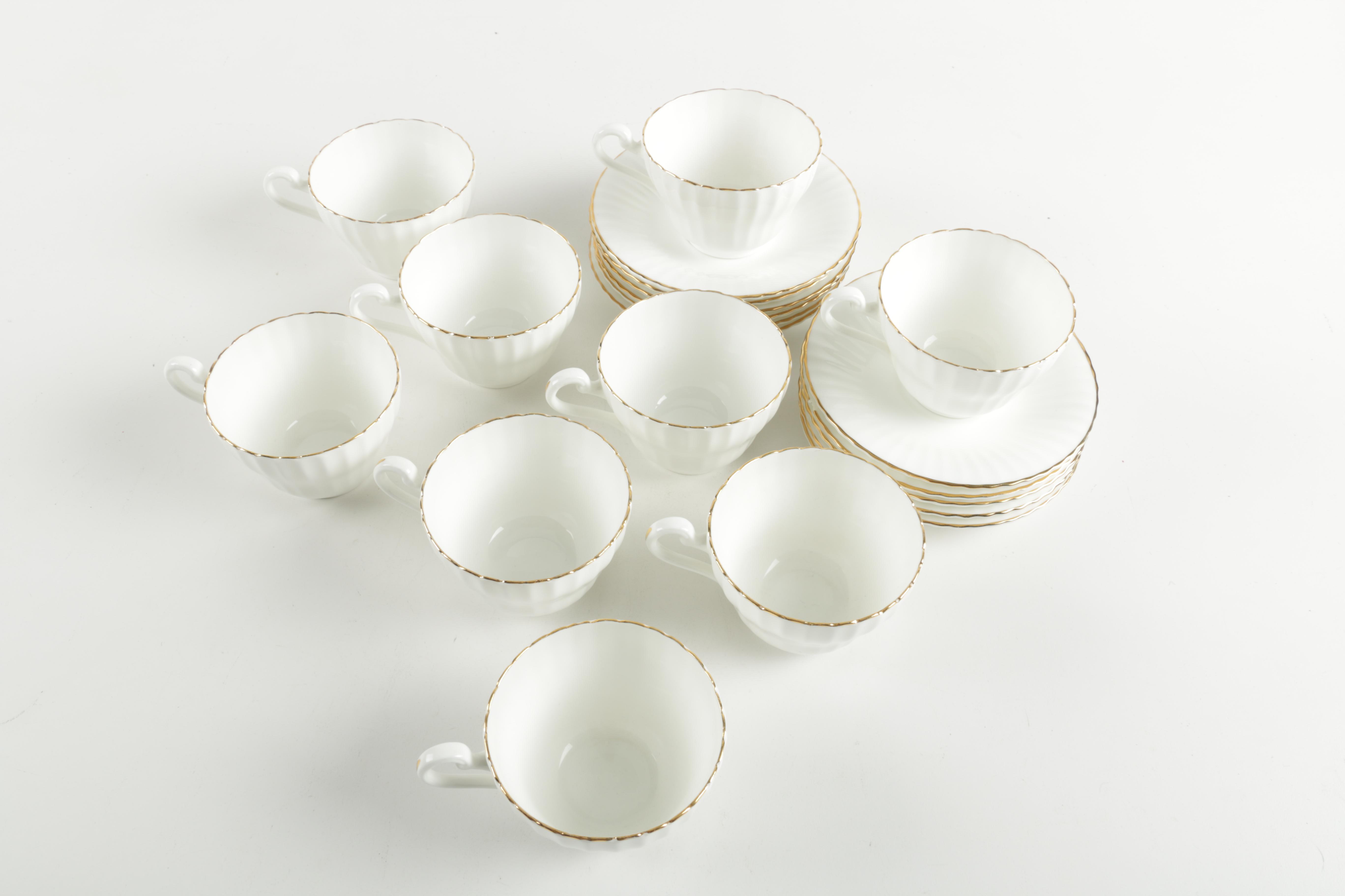 Regal China Teacups and Saucers with Gold Tone Trim