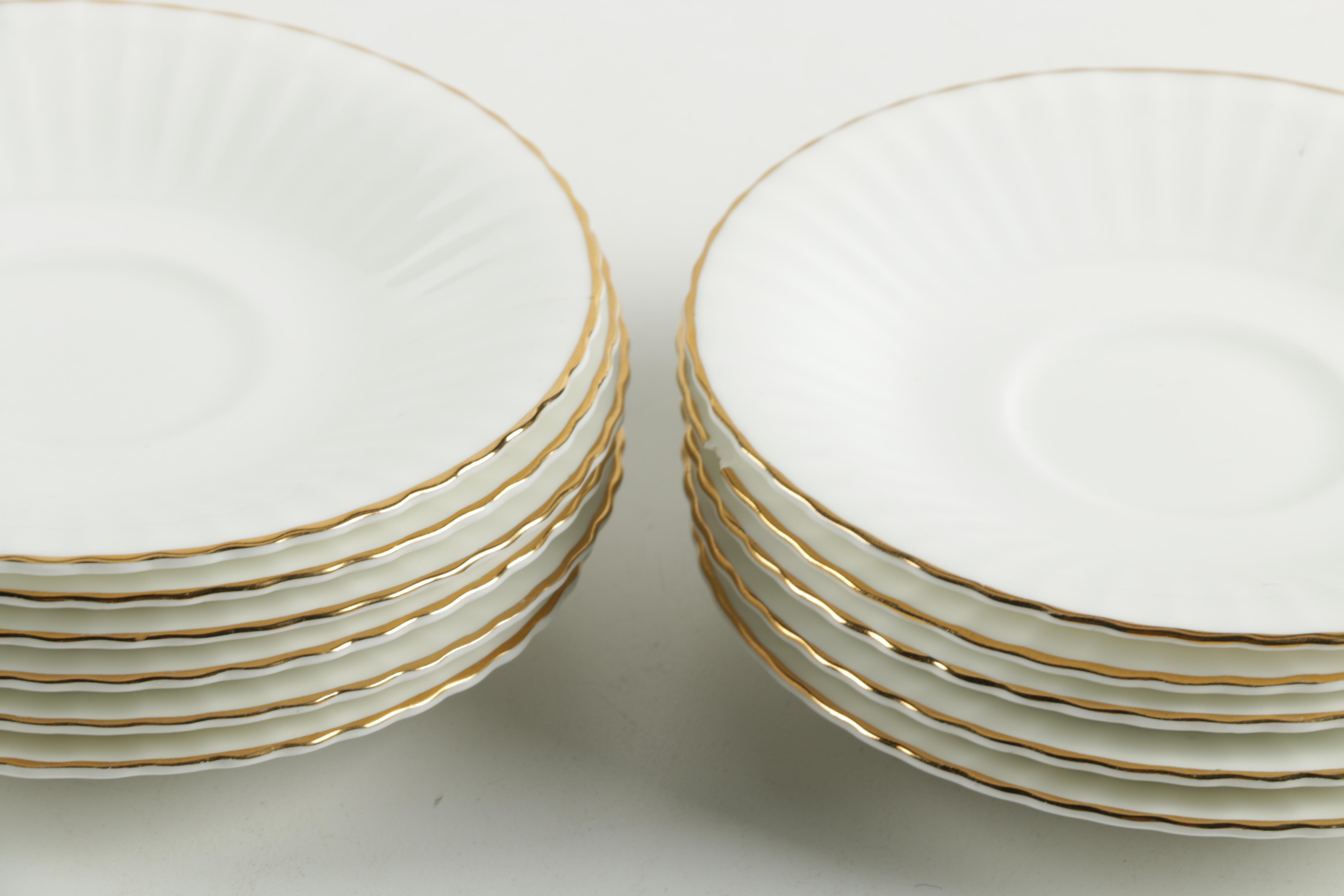 Regal China Teacups and Saucers with Gold Tone Trim