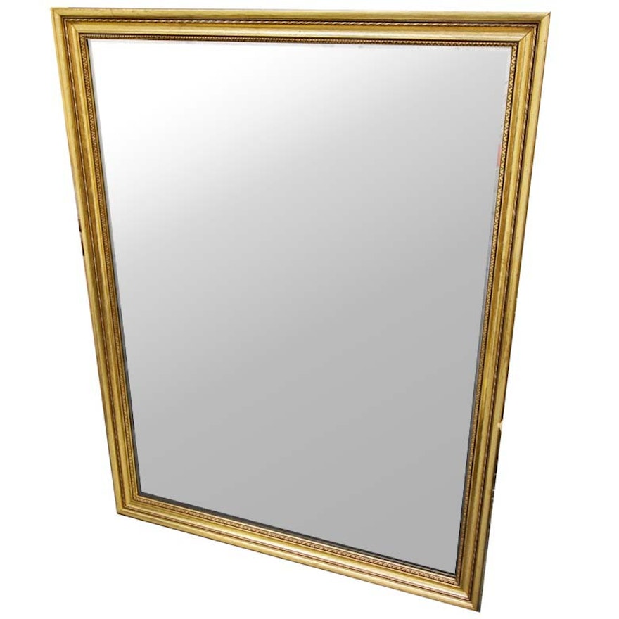 Gold Wooden Framed Etched Glass Mirror