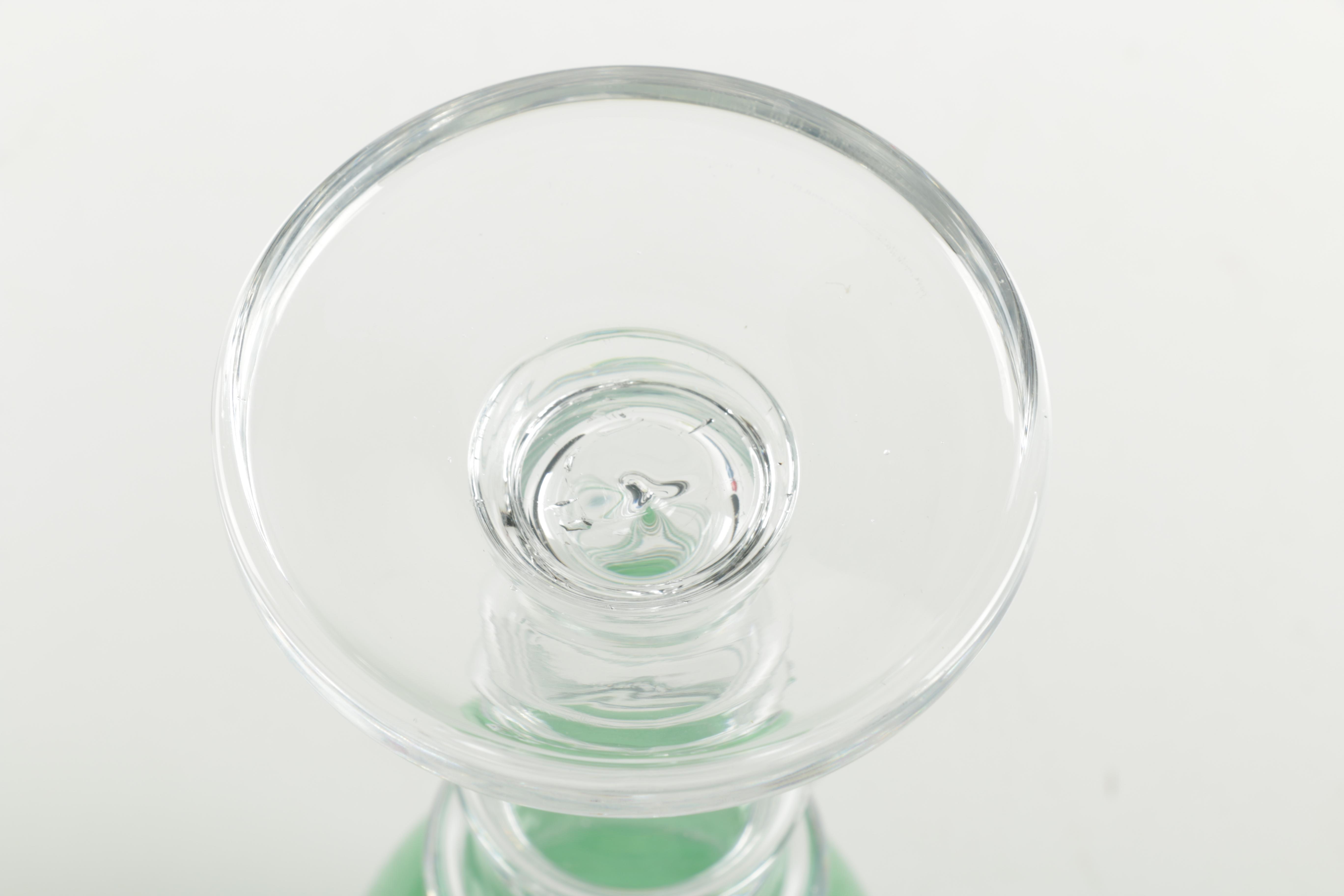 German White Wine Glasses with Engraved Colored Bowls