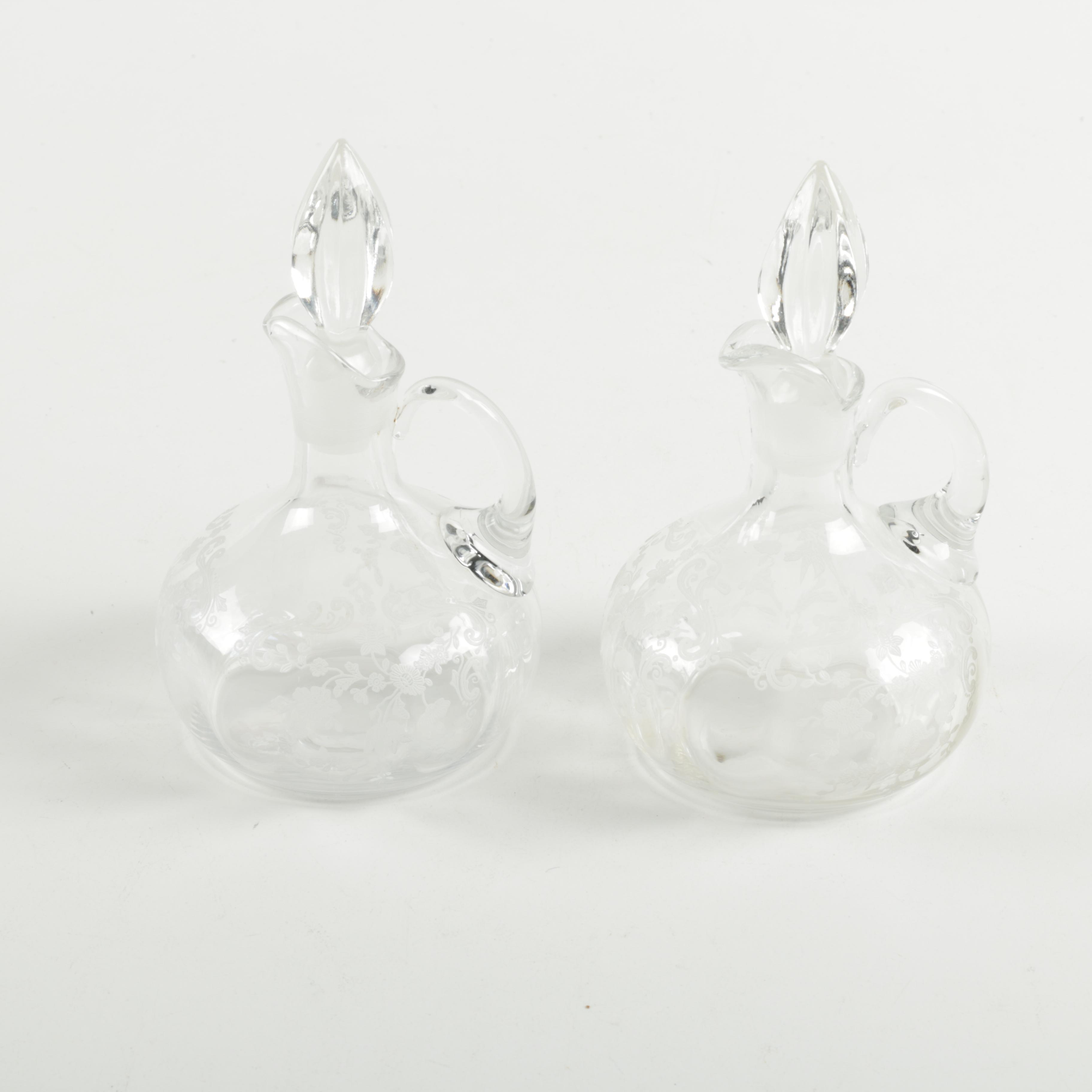 Two Clear Glass Cruets