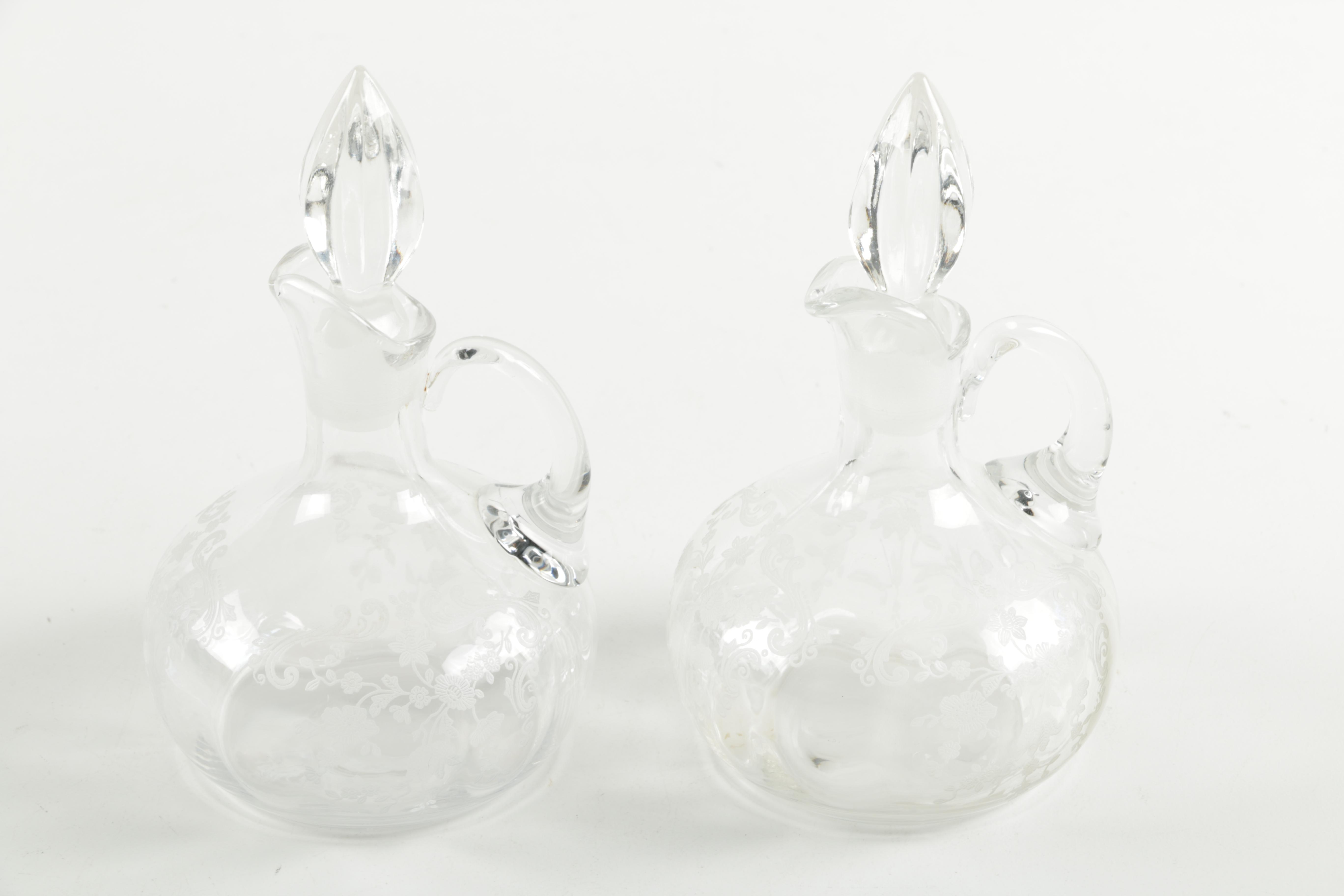Two Clear Glass Cruets