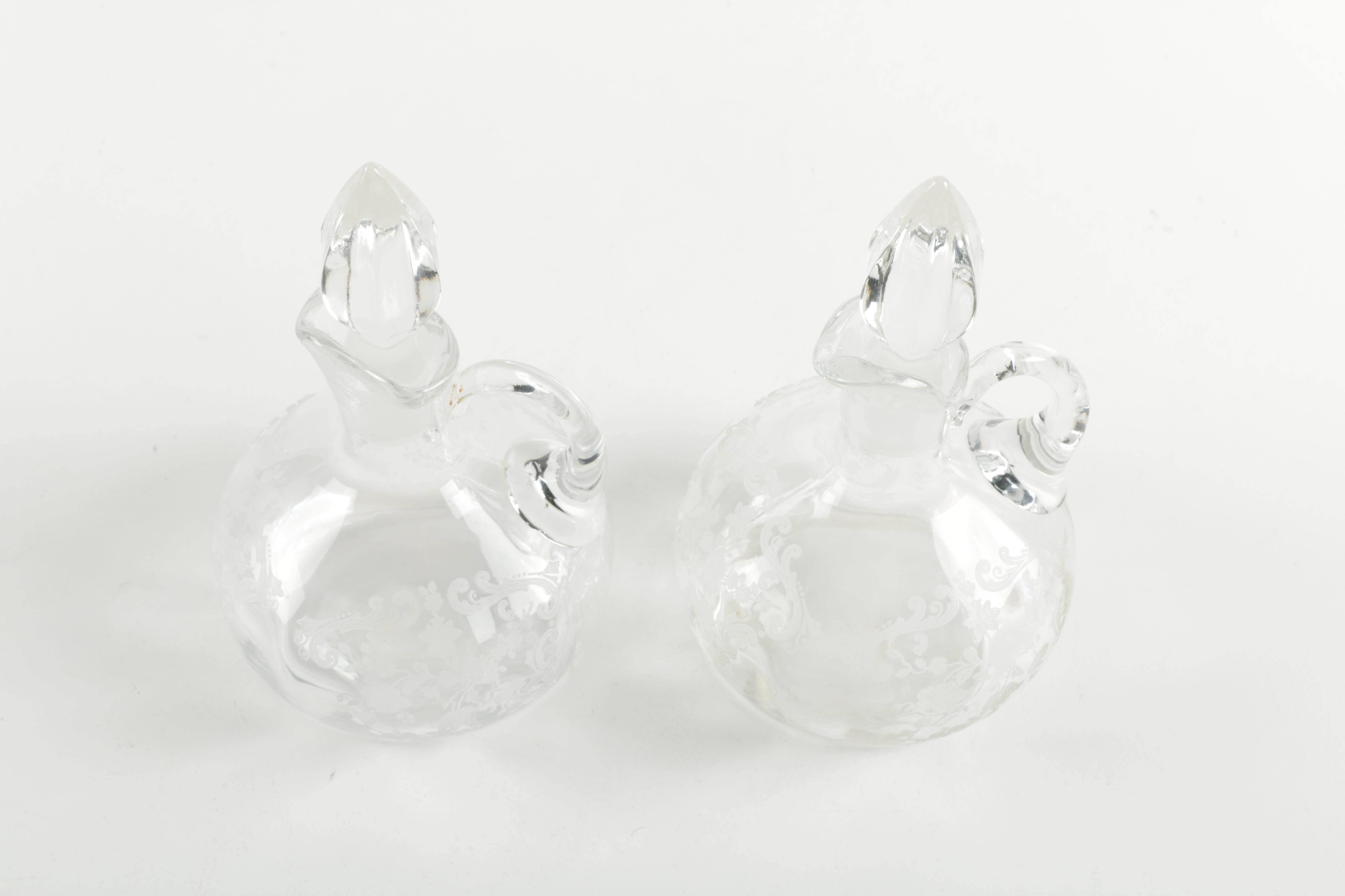 Two Clear Glass Cruets