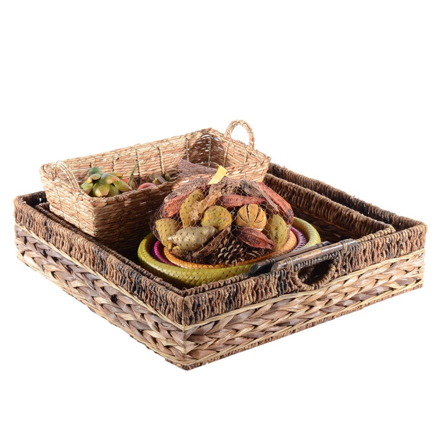 Storage Basket And Tabletop Decor Grouping