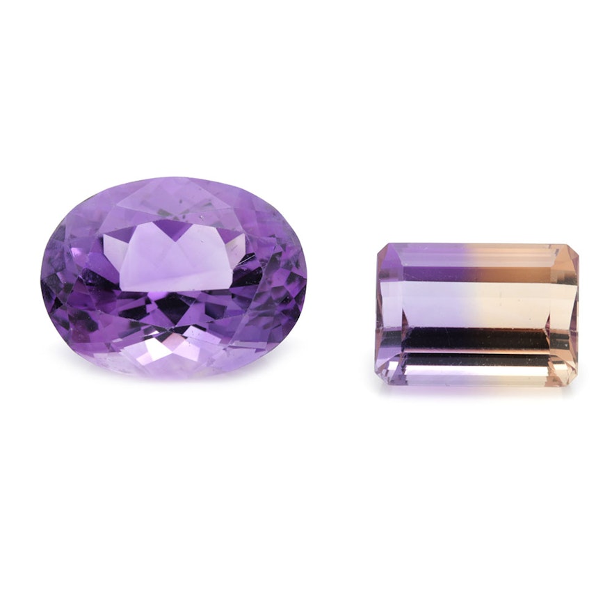 Loose 15.68 CT Amethyst and 8.20 CT Ametrine Gemstones