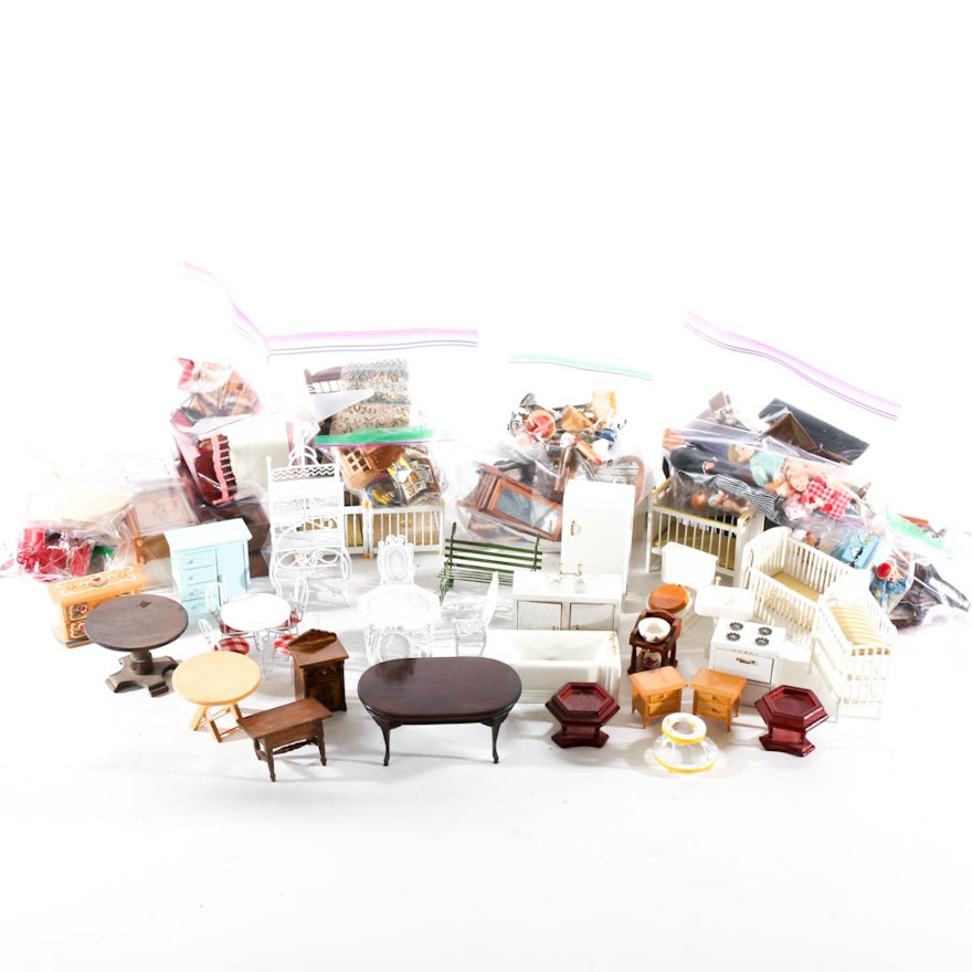 Large Assortment of Doll House Furniture and Accessories