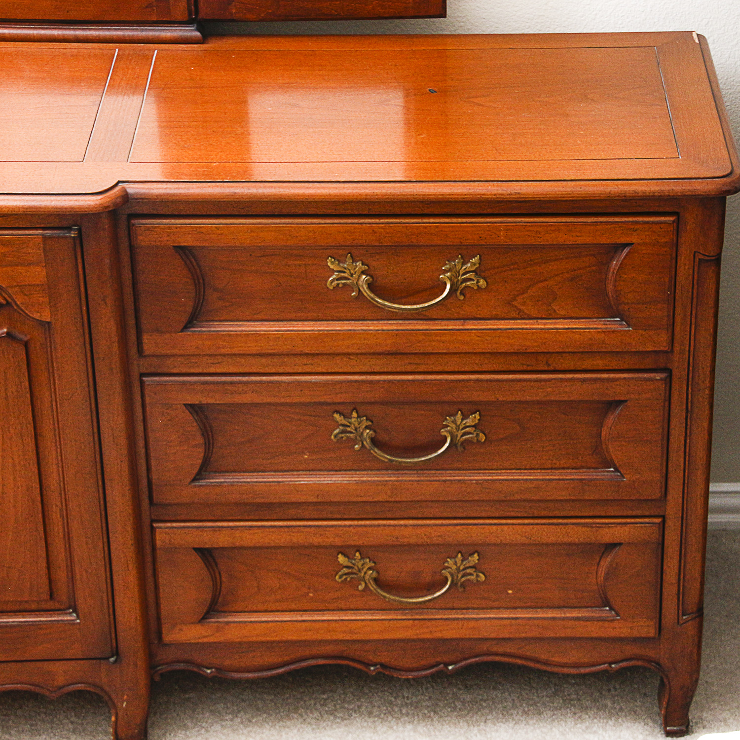 Vintage Louis XV Style Dresser by John Stuart Inc. with Mirror