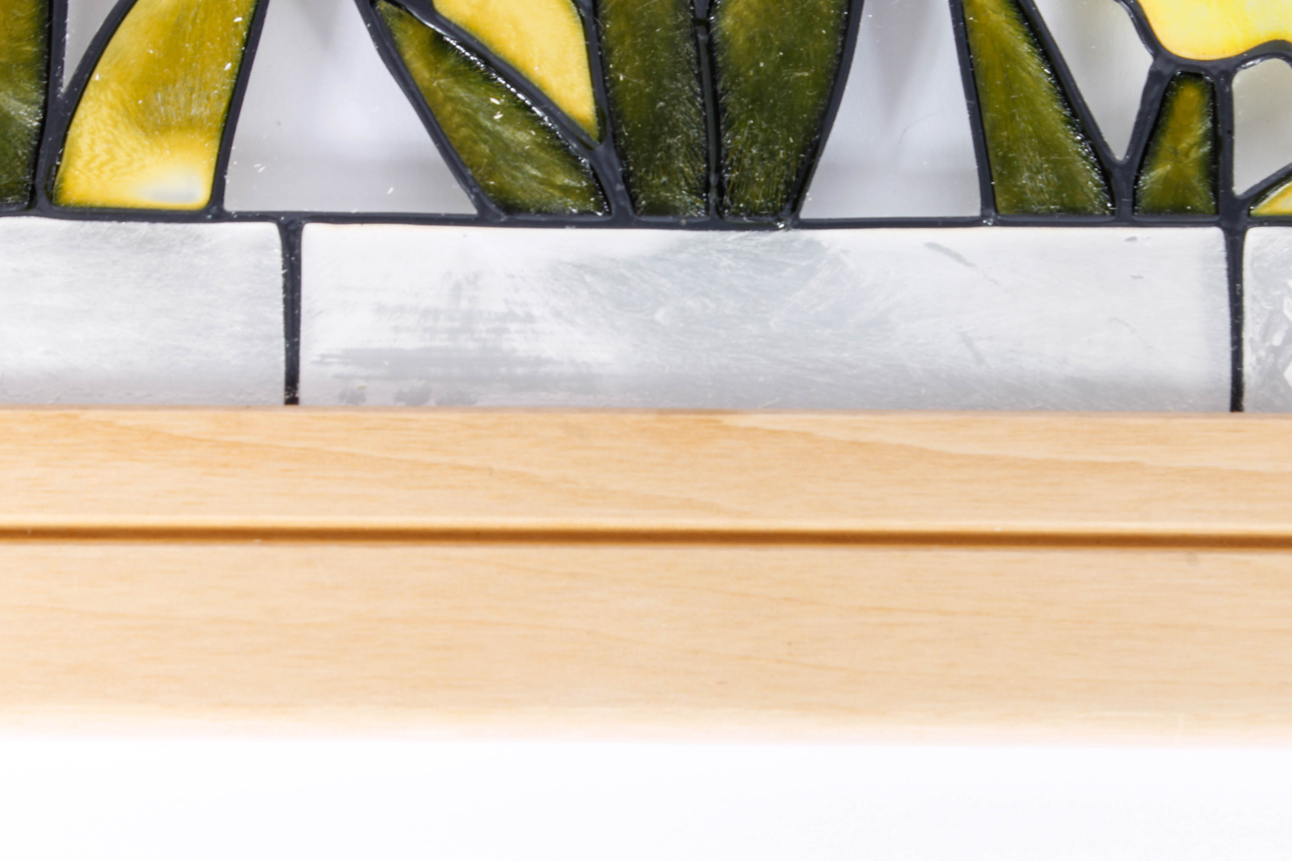 Hanging Stained Glass Panel Featuring Irises